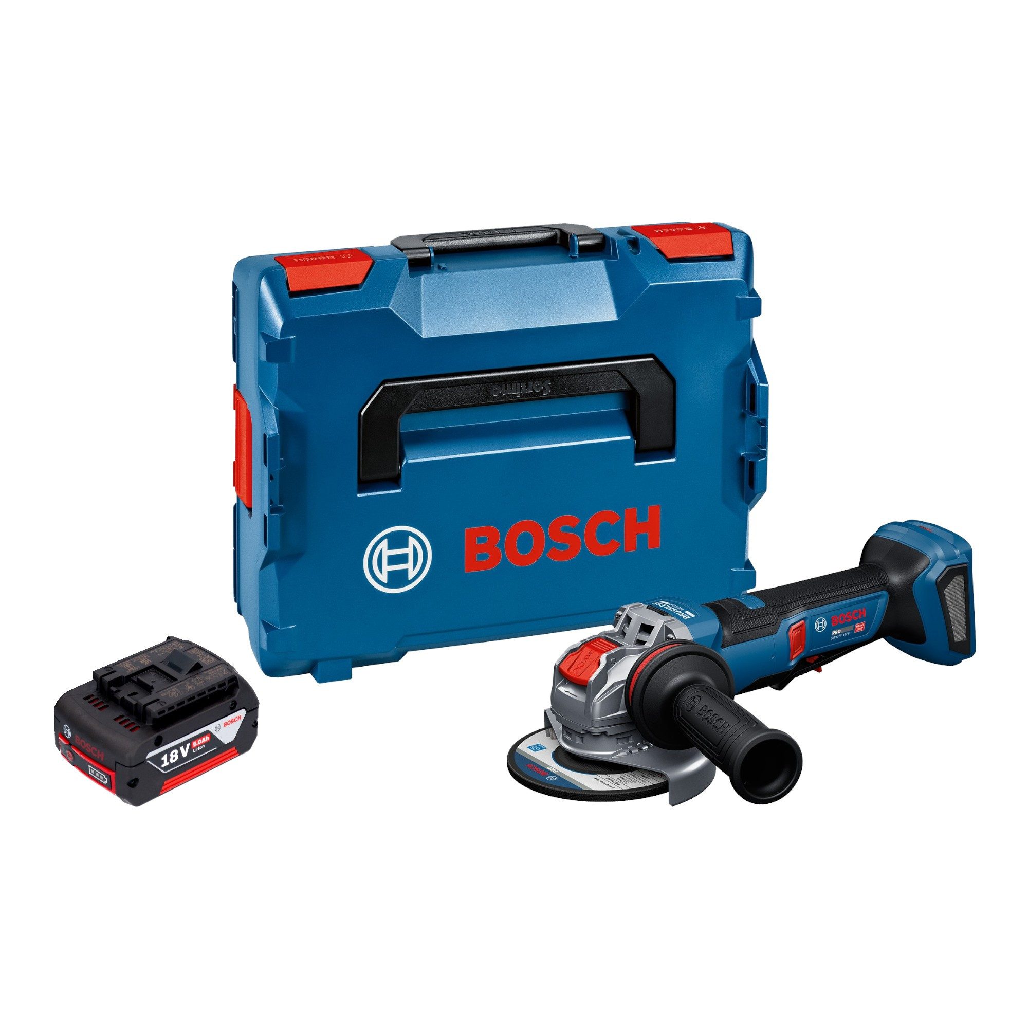 Bosch Professional Akku-Winkelschleifer GWX 18V-11 PS 18 V 125 mm + 1x Akku 5,0 Ah + L-Boxx - ohne Ladegerät