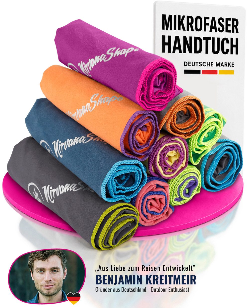 NirvanaShape Sporthandtuch Mikrofaser Handtuch, Badehandtuch, Reisehandtuch, Sporthandtuch, saugfähig, leicht, schnelltrocknend, für Reisen, Fitness, Yoga, Sauna