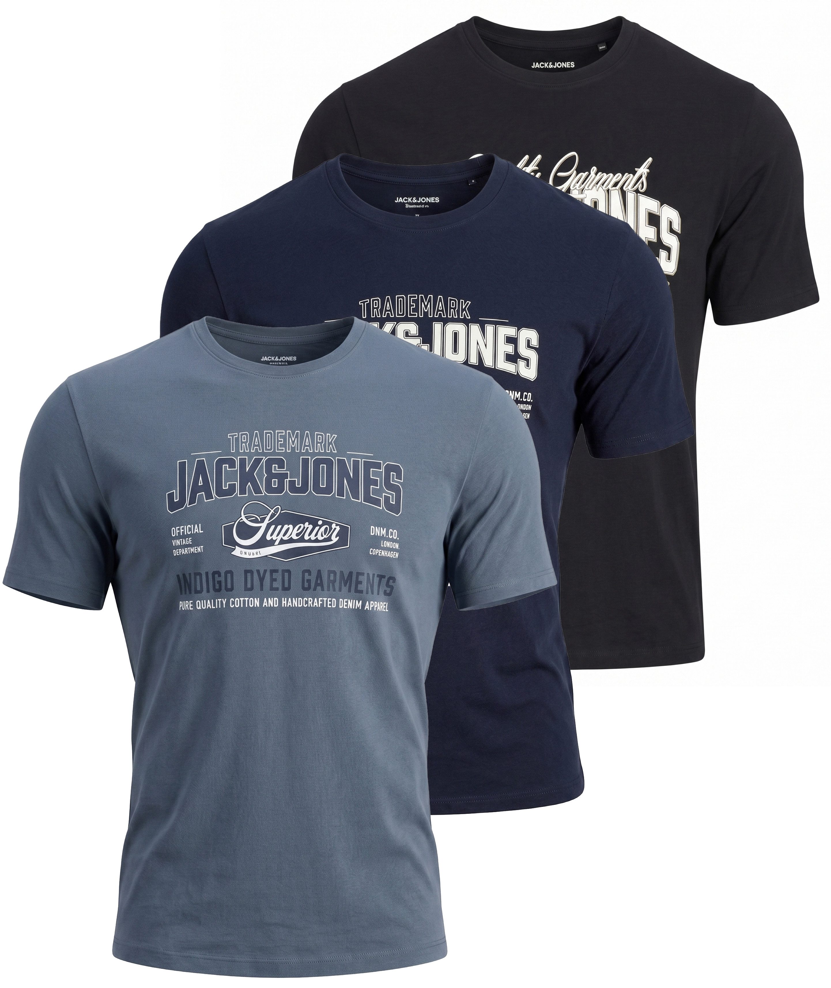 Jack & Jones Print-Shirt Jack & Jones Rundhalsshirt JJETHAN TEE SS CREW NECK 3PK MP NOOS
