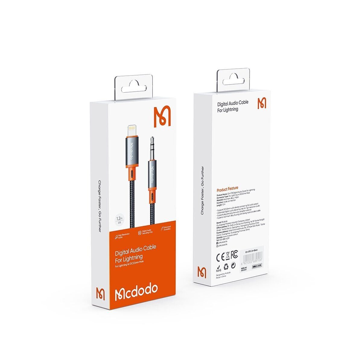 mcdodo Audiokabel Lightning auf 3,5mm AUX Miniklinke, 1,2m schwarz Audio-Kabel