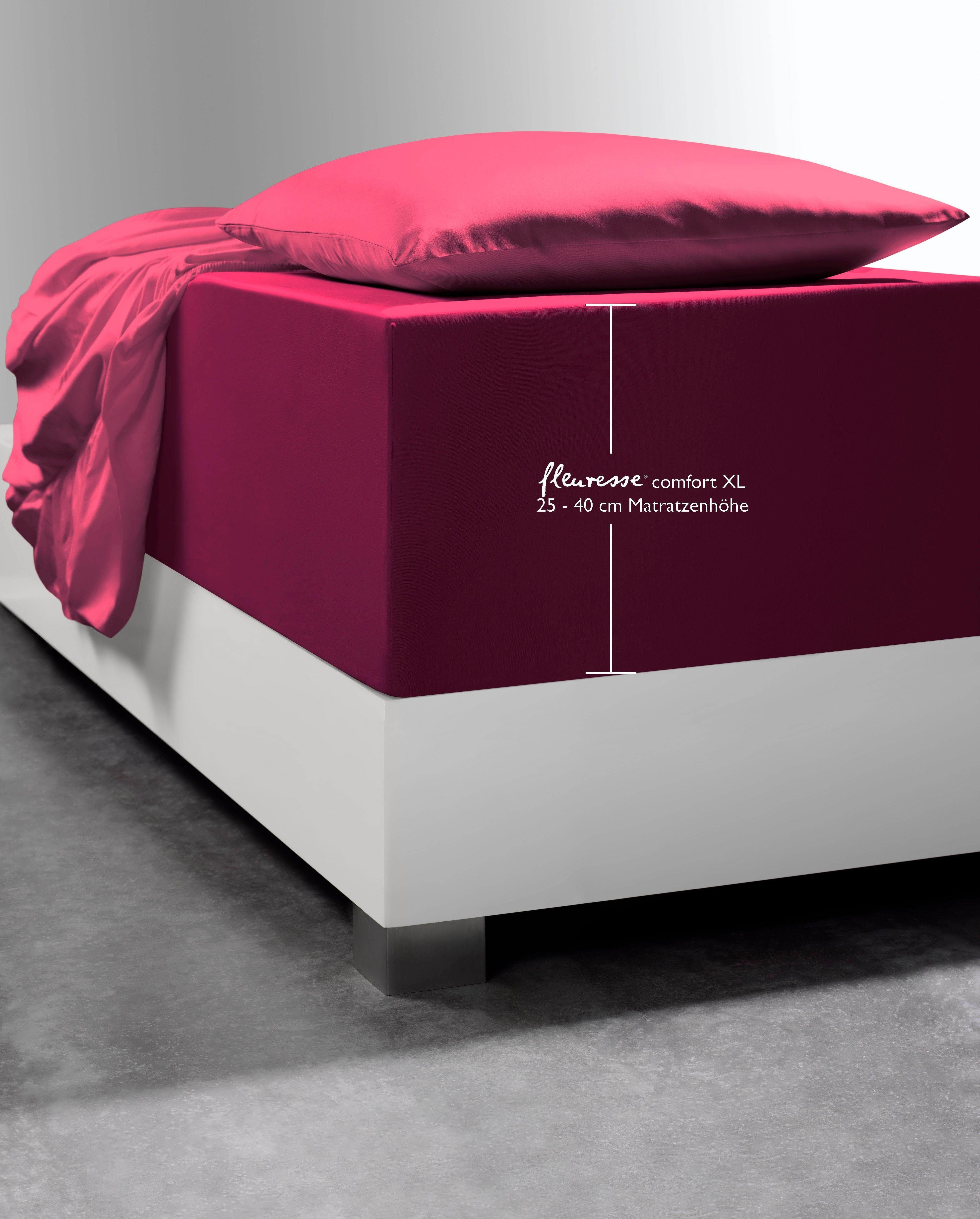 fleuresse Spannbettlaken Comfort XL, Mako-Jersey, Gummizug: rundum, (1 Stück), Mako-Jersey, für Matratzen bis 40 cm Höhe, Bettlaken, Spannbetttuch