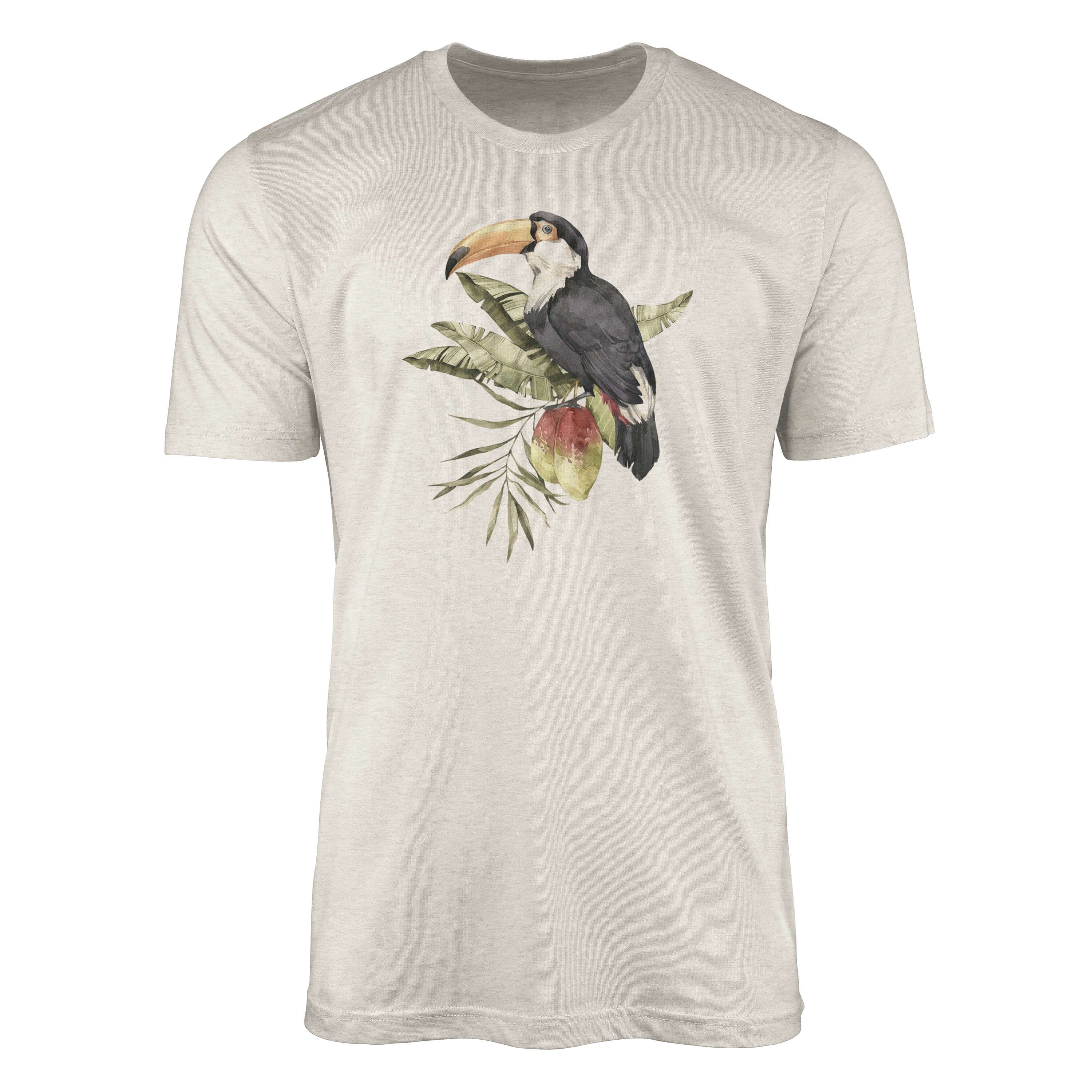 Ökomode Nashornvogel Shirt T-Shirt Nachhaltig Bio-Baumwolle T-Shirt Sinus Herren Aquarell Farbe (1-tlg) Motiv Organic Art