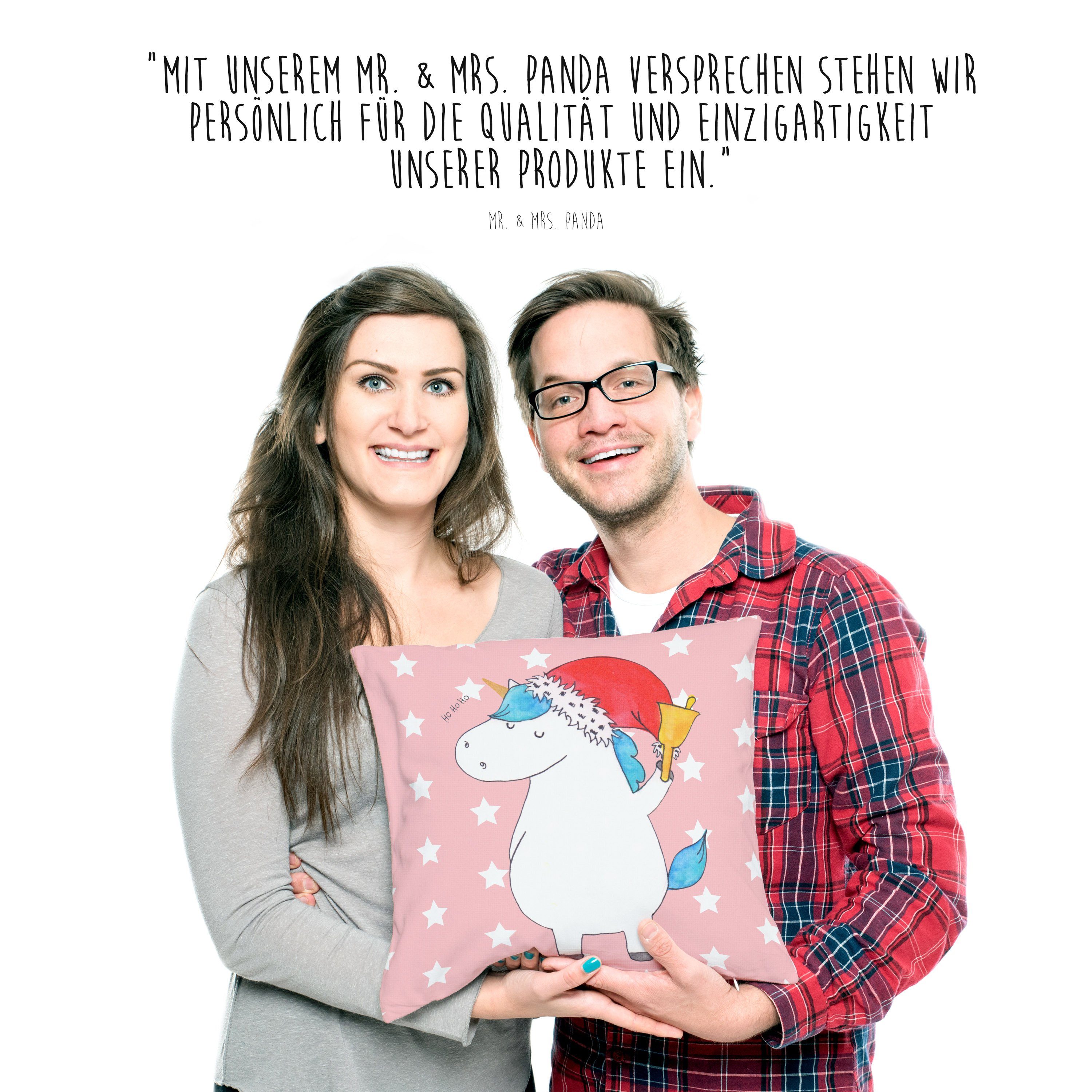 Geschenk, Panda Rot - & Einhorn - Weihnachtsmann Mrs. Mr. Motivkiss Einhörner, Pastell Dekokissen