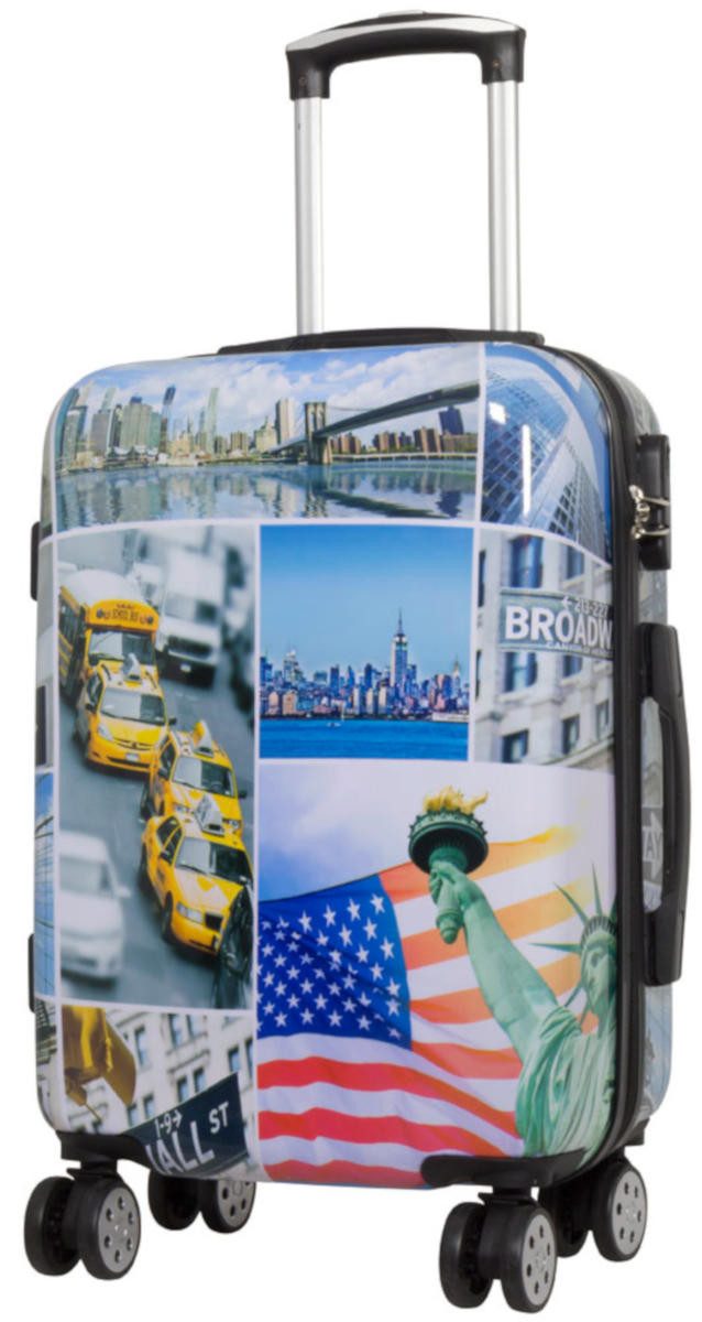Warenhandel König Hartschalen-Trolley New York Liberty, 4 Rollen, mit Motiv, Dehnfalte (Gr. L und XL), aufrecht rollbar