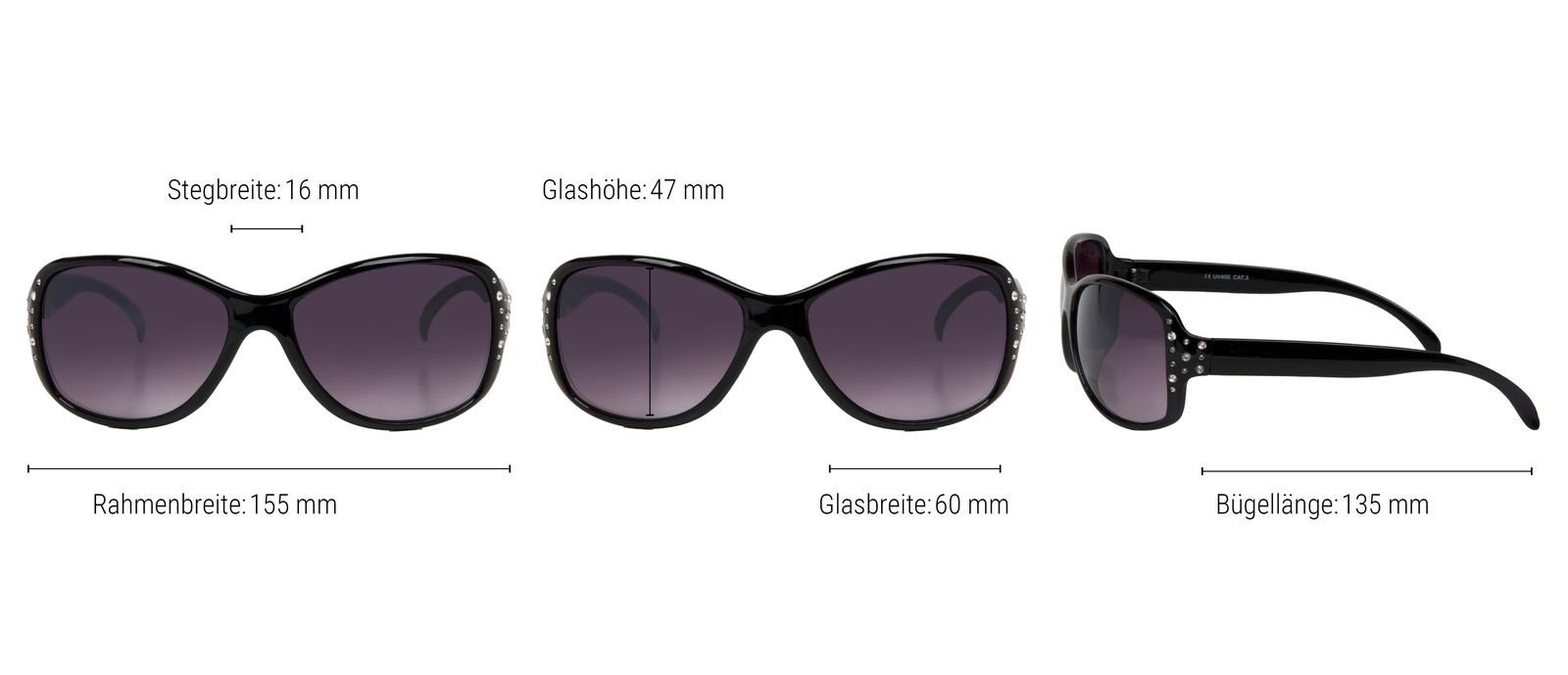 styleBREAKER Sonnenbrille (1-St) Getönt Schwarz / Gestell Grau Verlauf Glas