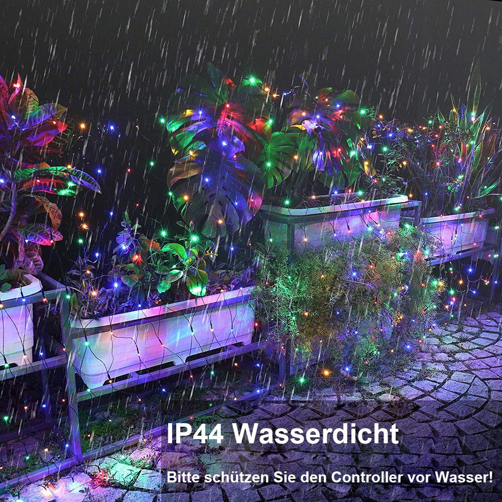 Wasserdicht,für Lichternetz,Lichtervorhang,LED Lichterkette Mehrfarbig Modi,IP44 LED-Lichterkette Außen Laybasic Netz, und Innen 8 LED