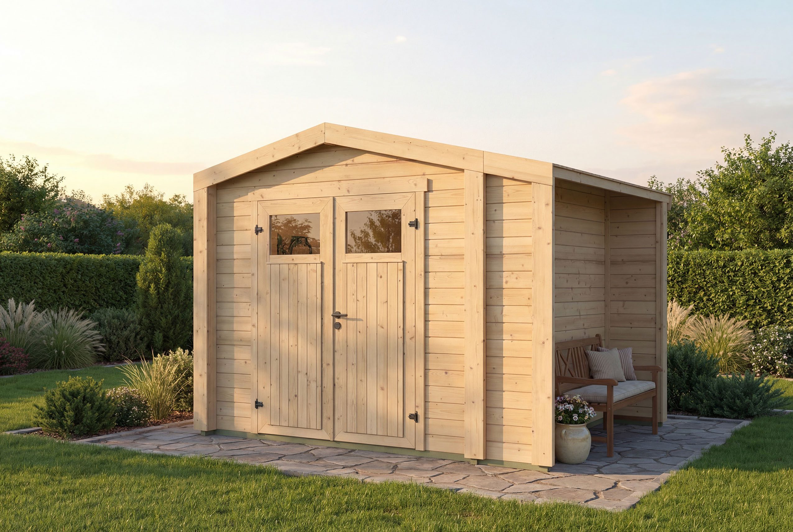 weka Gartenhaus Killarney, BxT: 311x263 cm, Doppeltür, 1/4 verglast