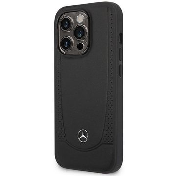 Mercedes Handyhülle Case iPhone 14 Pro Max MagSafe kompatibel Echtleder schwarz 6,7 Zoll, Kantenschutz