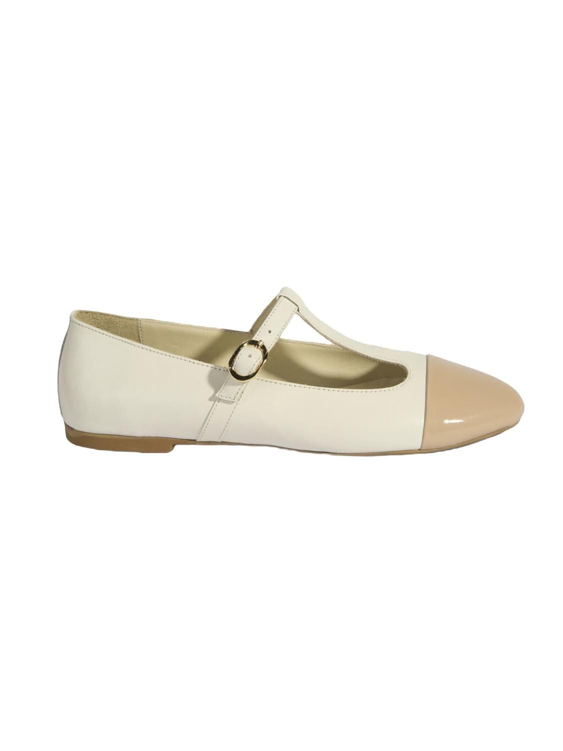 Desa Damen-Ballerinas aus Lackleder – Schnallenverschluss, flacher Absatz Ballettschuh