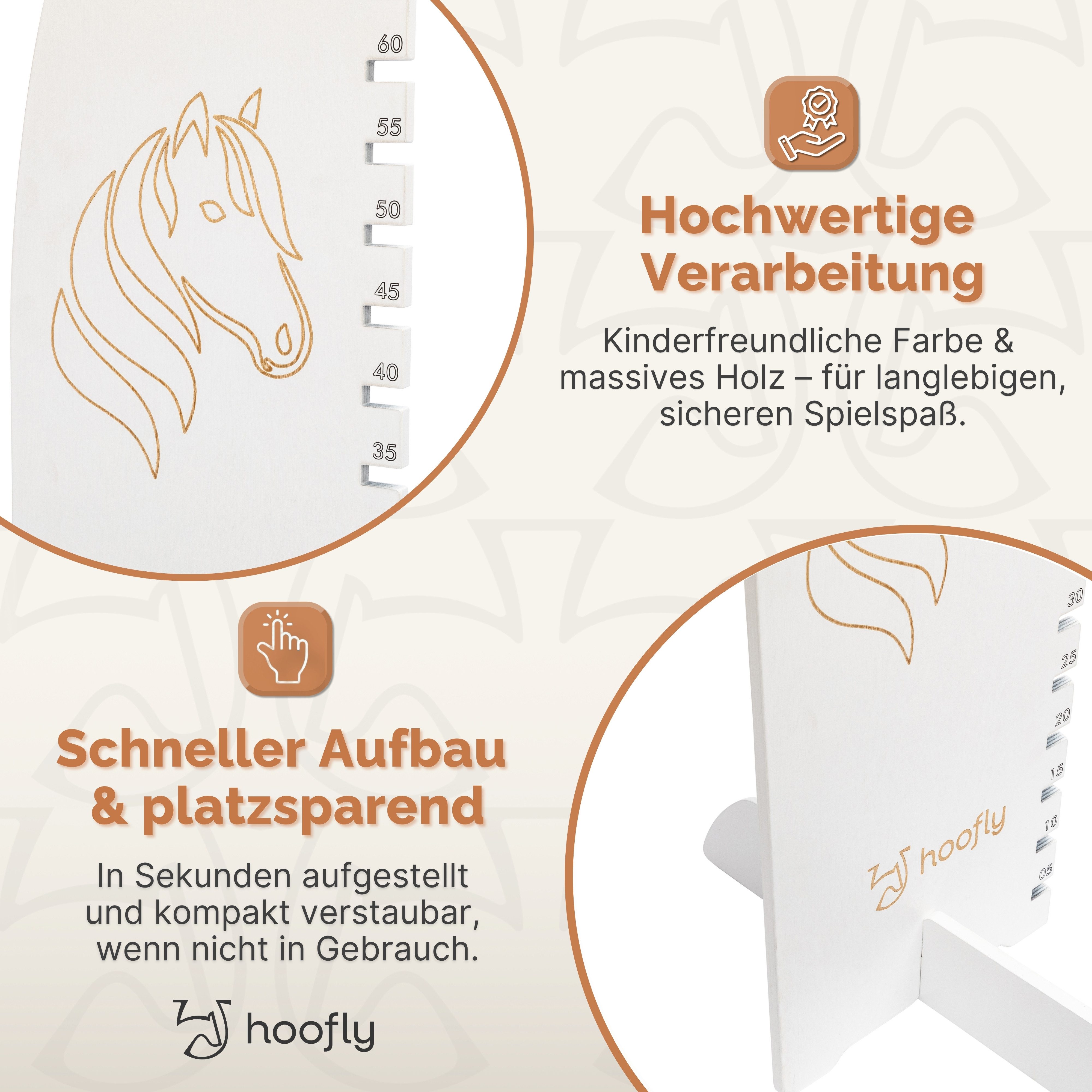 Hoofly Hürde Hobby Horse Hindernis Höhenverstellbar bis 100 cm – Tunier Hürde (Höhenverstellbar bis 100cm, Hobby Horse Zubehör, Tunier Hindernis), für Kinder und Jugendliche