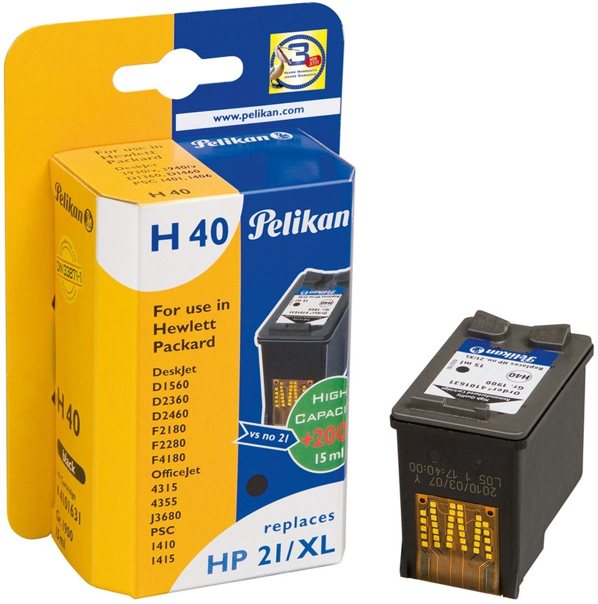 Tintenpatrone kompatibel mit HP 21XL schwarz 15ml. Nachfülltinte