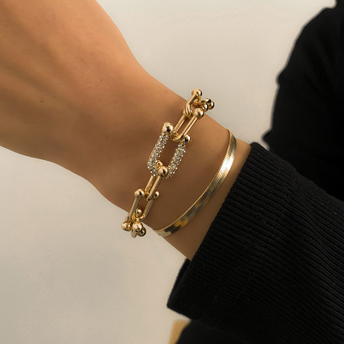 MOPUEA Armband 2 Stk Armband Einfaches U förmiger quadratischer Schnalle Verstellbare – Bild 2 von 5