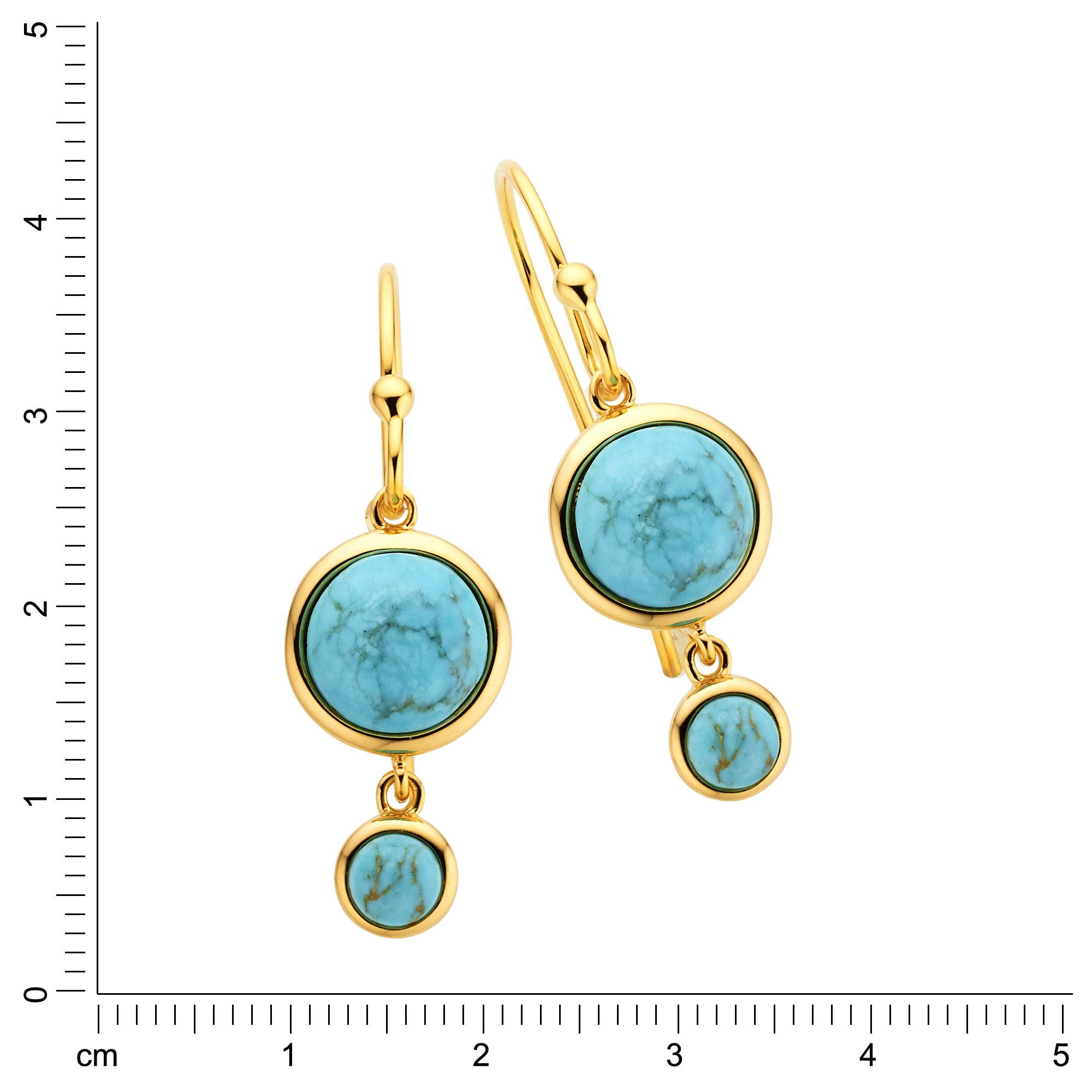 Zeeme Paar Ohrhaken Silber 925 vergoldet mit rek. Türkis günstig online kaufen