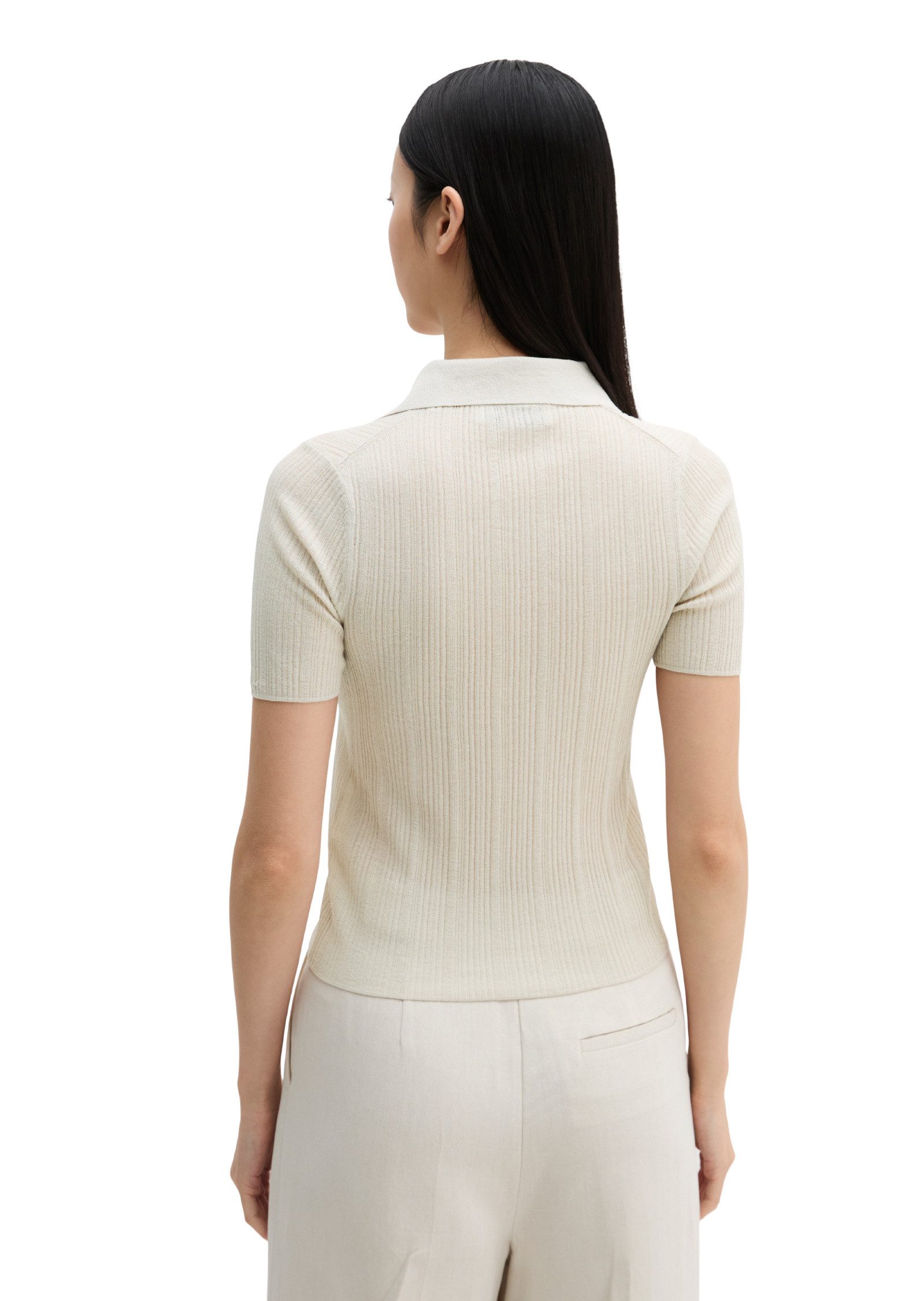 Marc O'Polo Polokragenpullover aus edlem Viskose-Leinen-Mix