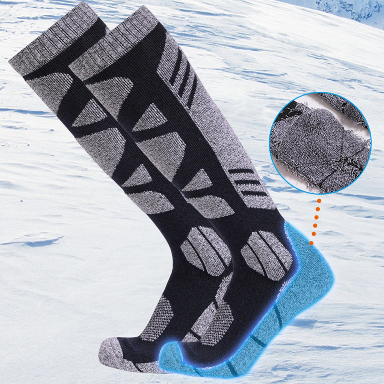 weiter so Unisex Rutaqian Socken Snowboarding Grau Skisocken,Winter weich,Elastisch,Thermo-Kniestrümpfe) Trekking, (Super Paar Radfahren, und Bergsteigen, Atmungsaktive für Skifahren, Skisocken 1 Dunkel Wandern