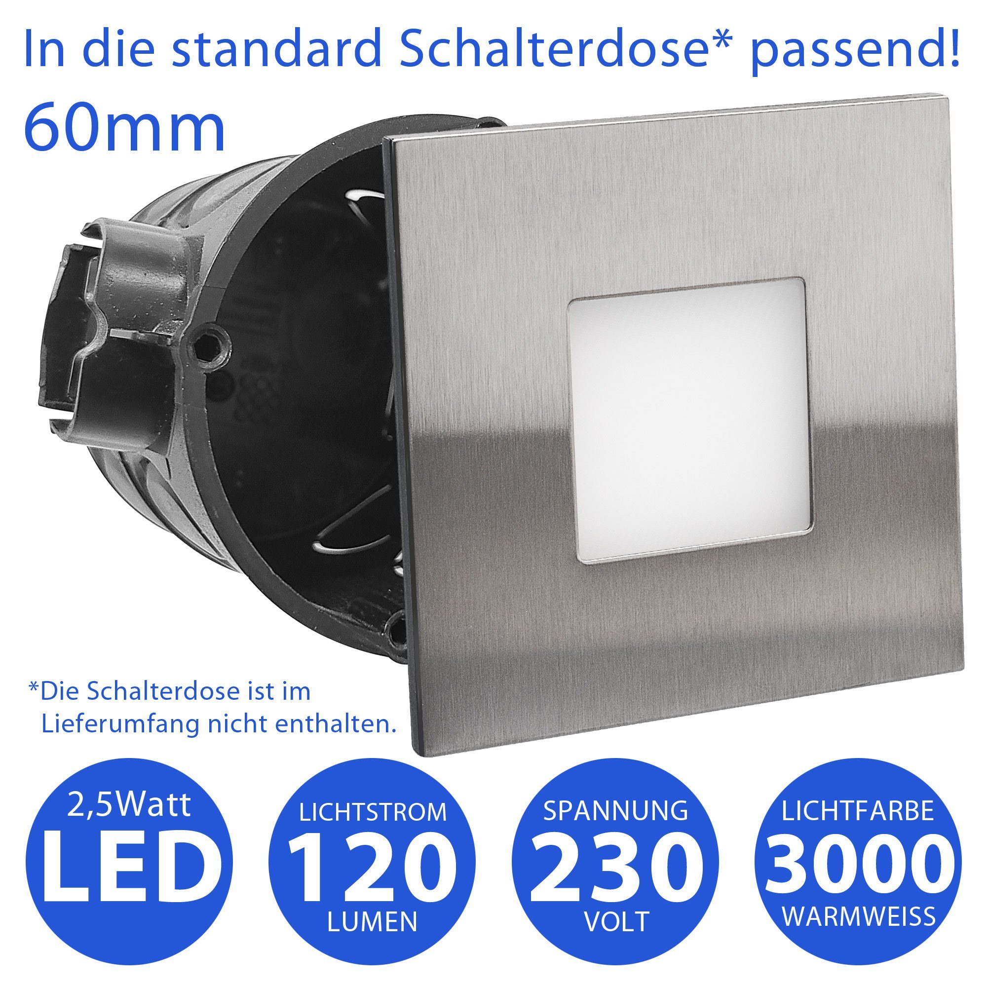 Maxkomfort LED Wandstrahler 6103, LED fest integriert, Warmweiß, 3000K, Treppenbeleuchtung