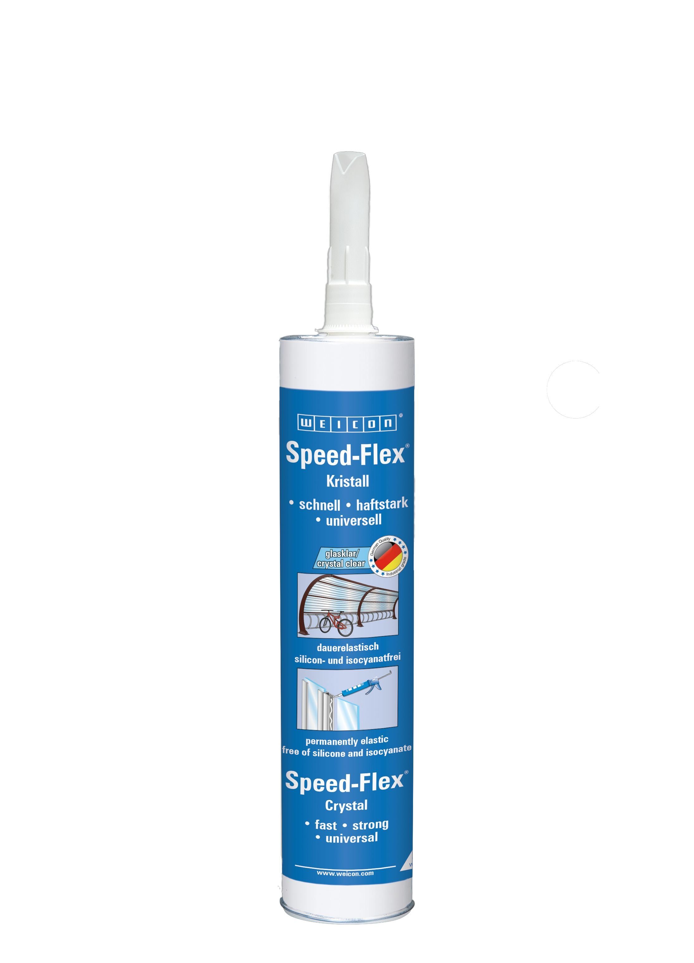 WEICON Dichtstoff Speed-Flex® Kristall, für kristallklare Verklebungen, 310 ml, hohe Anfangshaftung