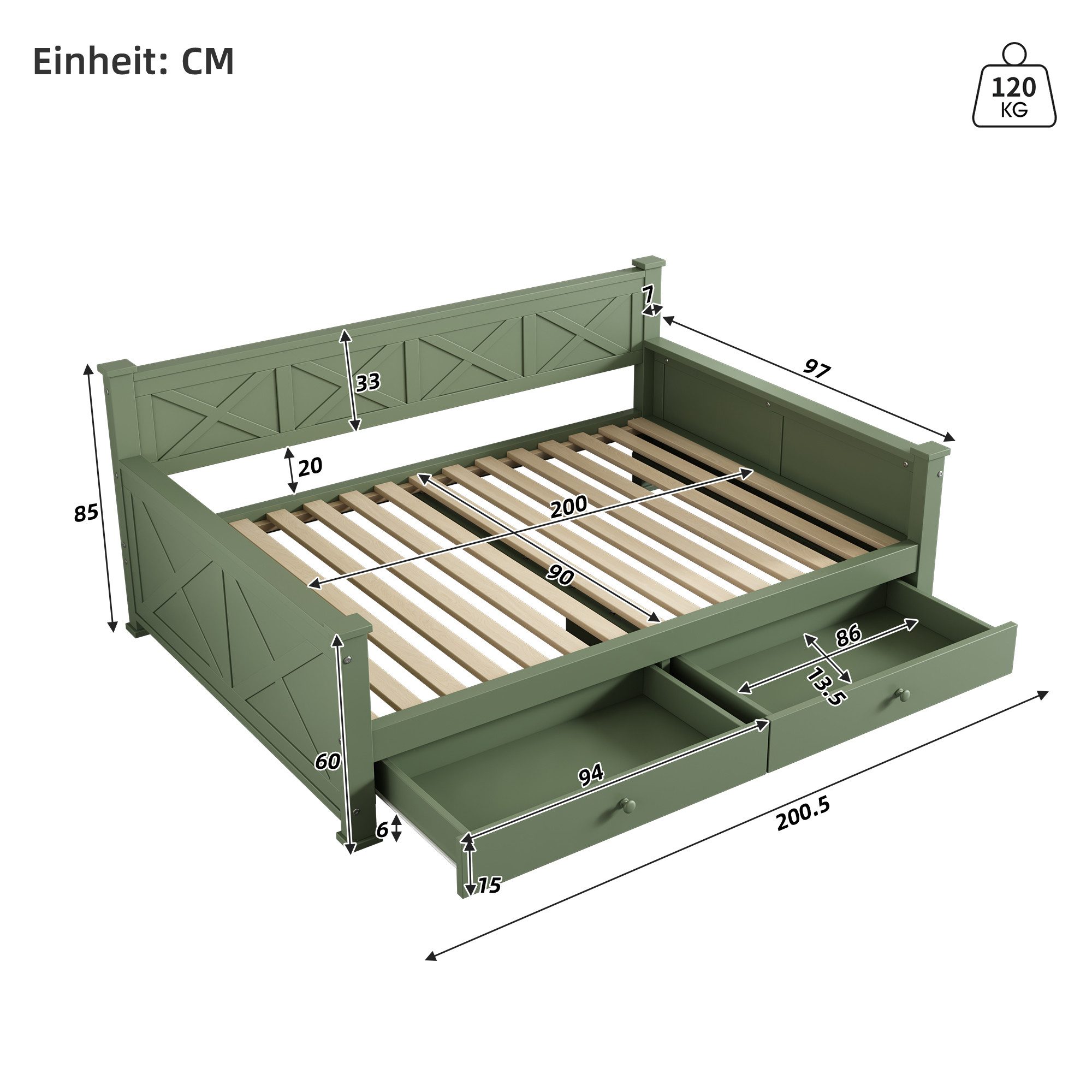 TavilaEcon Holzbett Flachbett Einzelbett, 2 Schubladen, günstig online kaufen