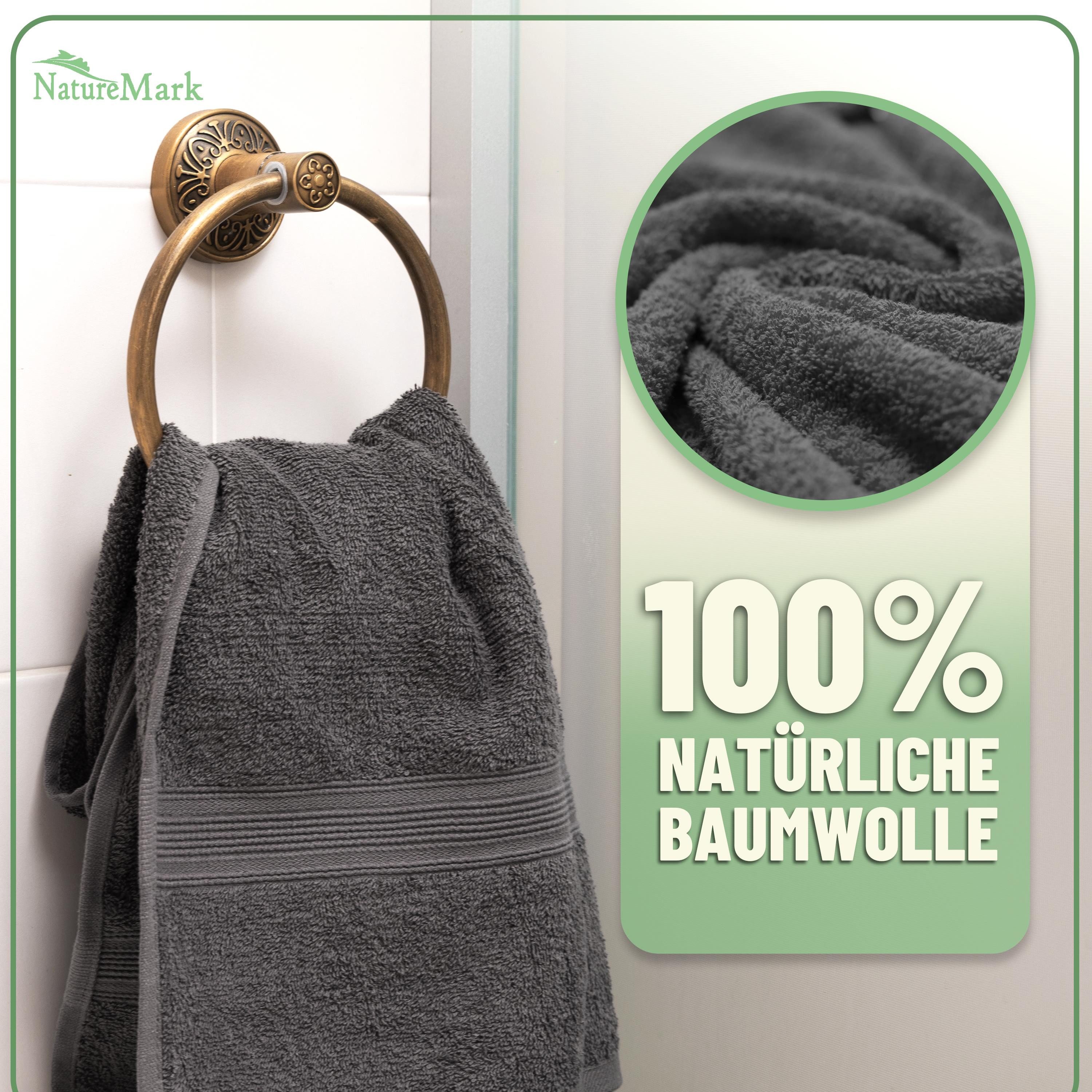 NatureMark Handtuch Set 10 tlg. Frottier Handtuch-Set, 100% Baumwolle (10-St), 4X Handtücher, 2X Duschtücher, 2X Gästetücher, 2X Waschhandschuhe – Bild 3 von 5