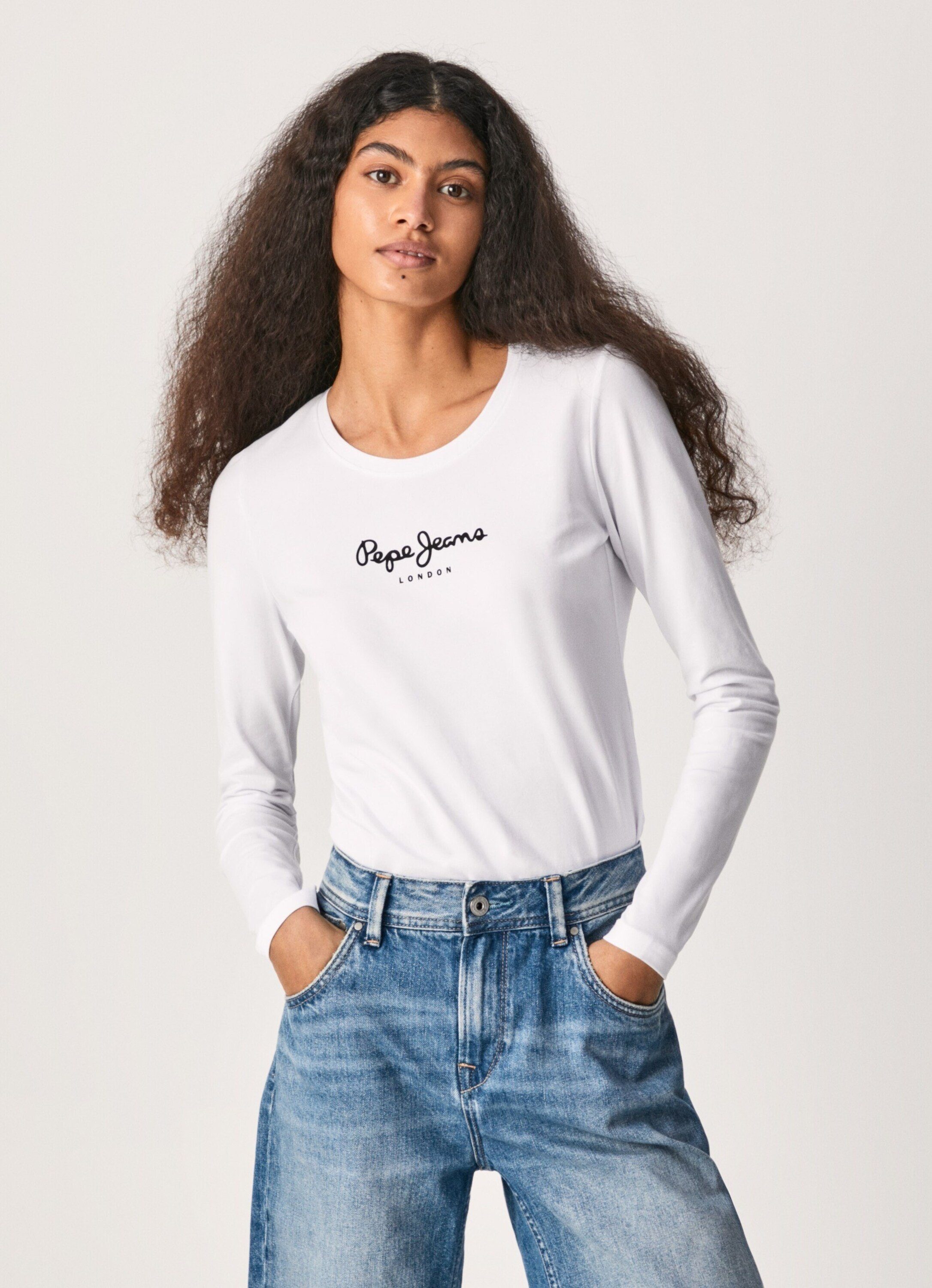Pepe Jeans Langarmshirt New Verginia (1-tlg) Plain/ohne Details günstig online kaufen