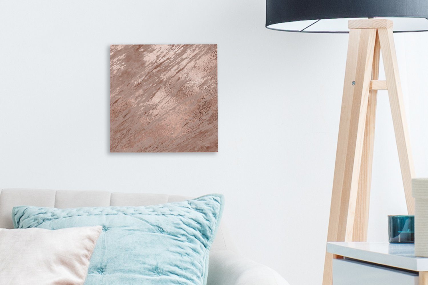Wohnzimmer für (1 Leinwandbild - Muster Leinwand Marmor Rosa, OneMillionCanvasses® St), Schlafzimmer Bilder -