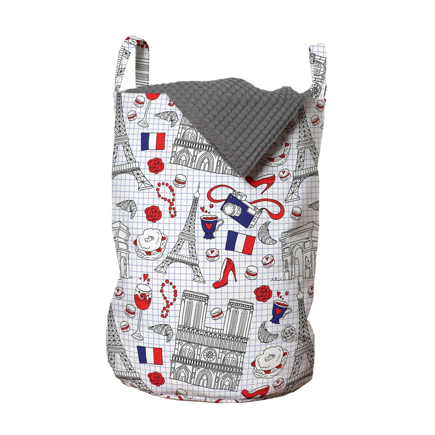 Pattern Kordelzugverschluss Französisch Abakuhaus Griffen Wäschesäckchen Wäschekorb Travel mit Eiffel Waschsalons, für
