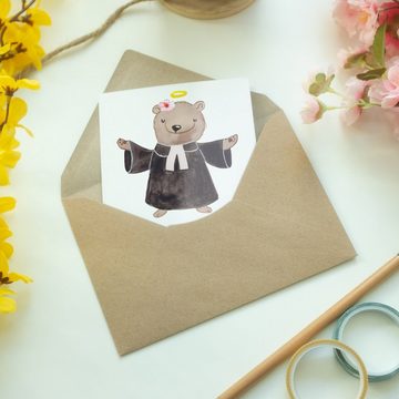 Mr. & Mrs. Panda Grußkarte Pastorin Herz - Weiß - Geschenk, Einladungskarte, Ausbildung, Glückwu, Hochglänzende Veredelung