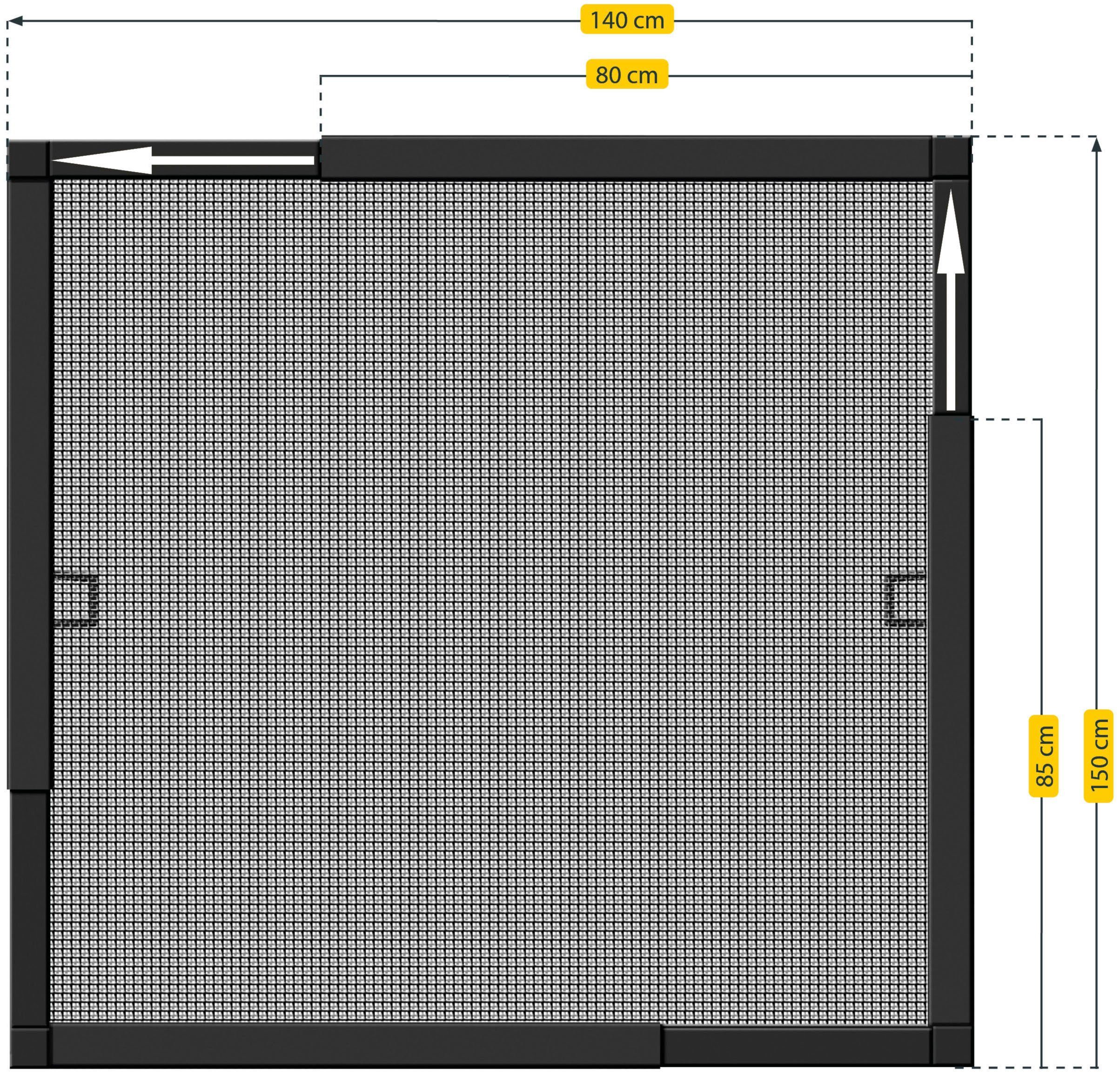 140 SCHELLENBERG 70081 Telescope, für max. Insektenschutz-Rahmen, Fenster anthrazit, Insektenschutz-Fensterrahmen bis ausziehbarer x 150 cm,