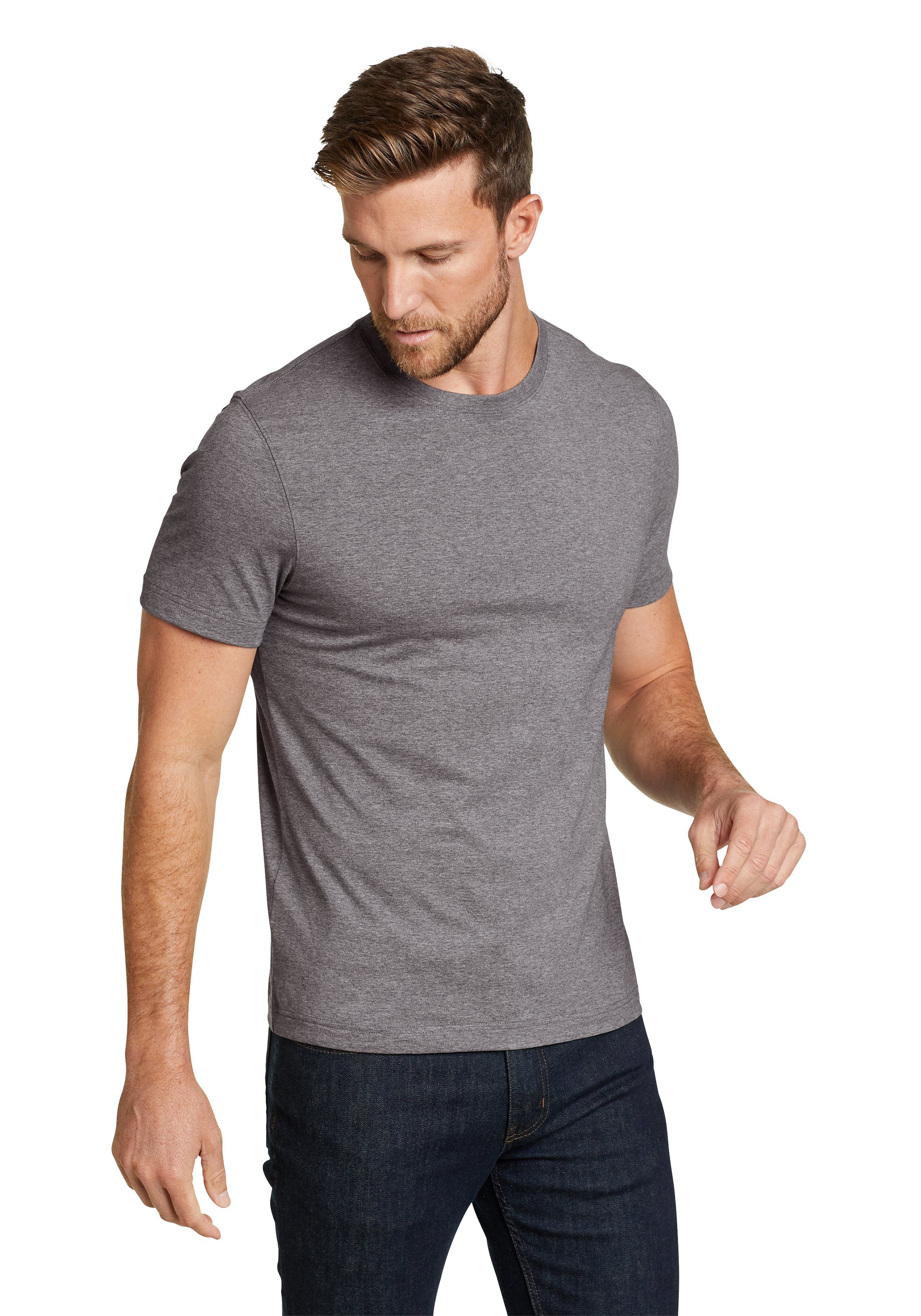 Legend - fit - T-Shirt Grau Meliertes Wash Baumwolle Shirt Eddie Slim 100% Bauer