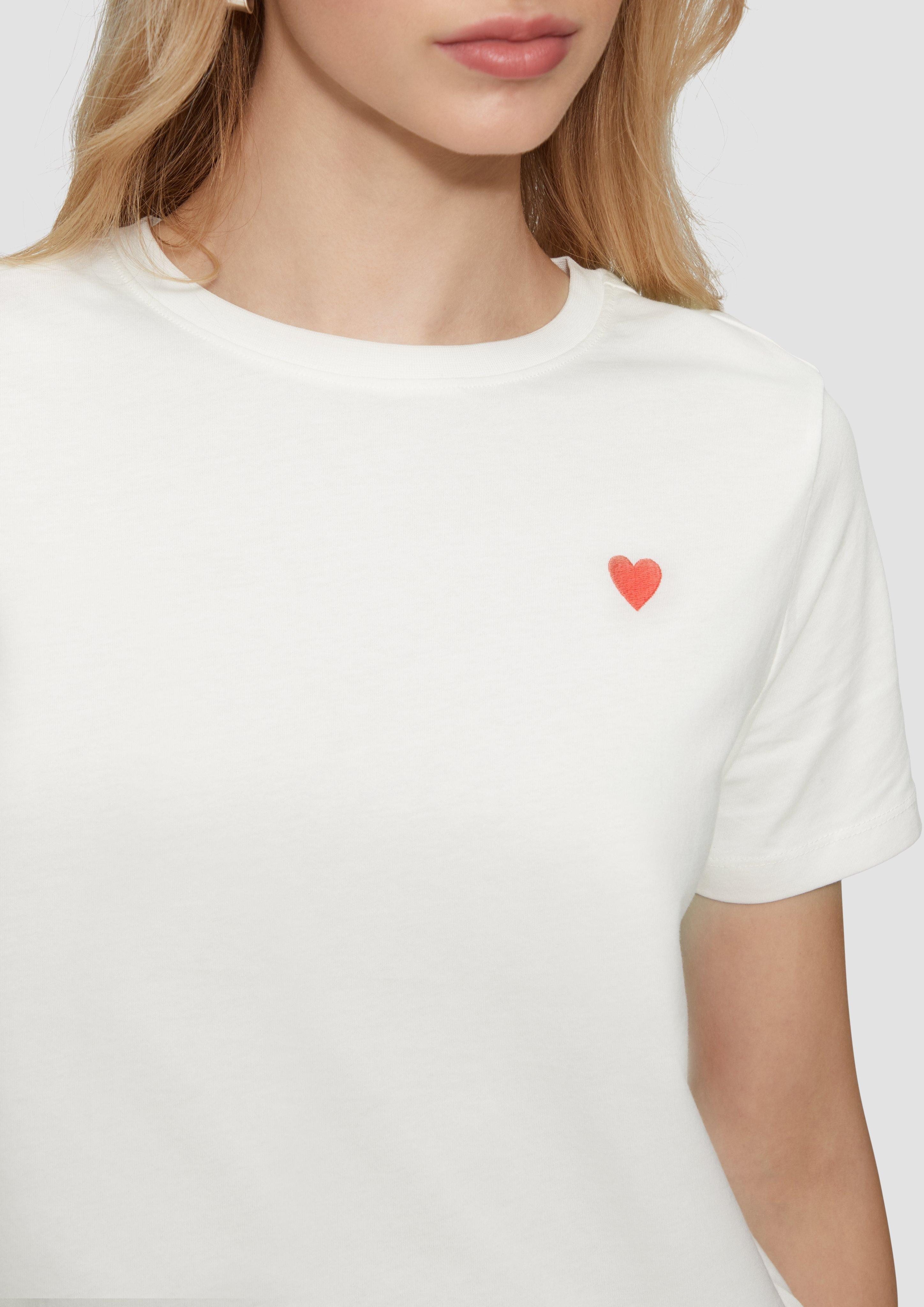 QS Kurzarmshirt Jerseyshirt mit Herz-Stickerei Stickerei günstig online kaufen