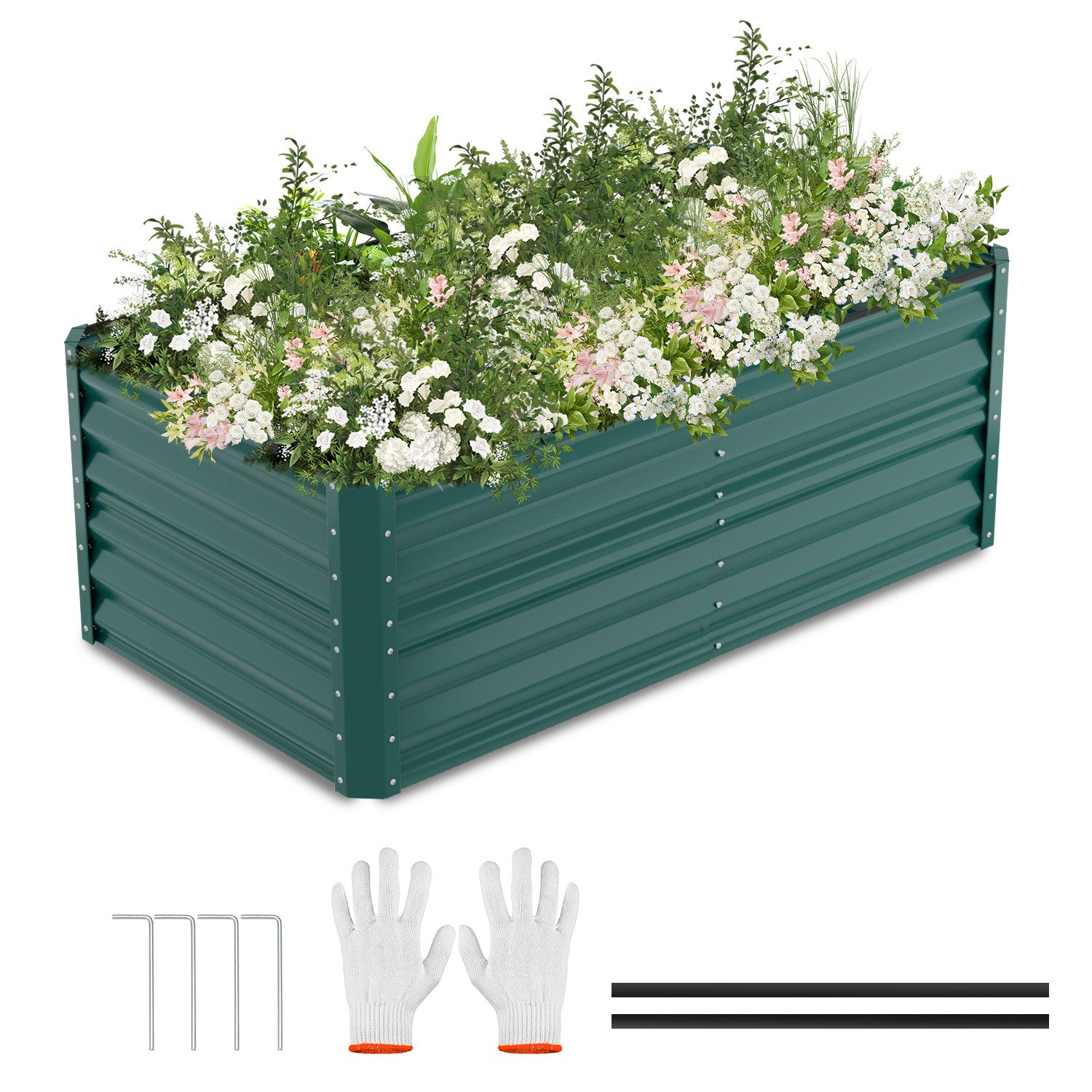 Clanmacy Hochbeet Hochbeet Gemüsebeet Pflanzbeet Grün Metall Pflanzkasten 160x90x60cm