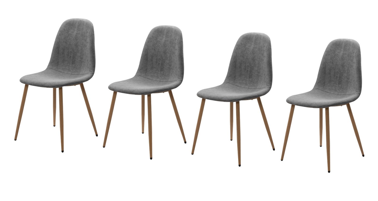 Furn.Design Esszimmerstuhl Lenja (4er-Set Polsterstuhl in Cord grau, 4 St), Bis zu 120 kg belastbar, Metallgestell