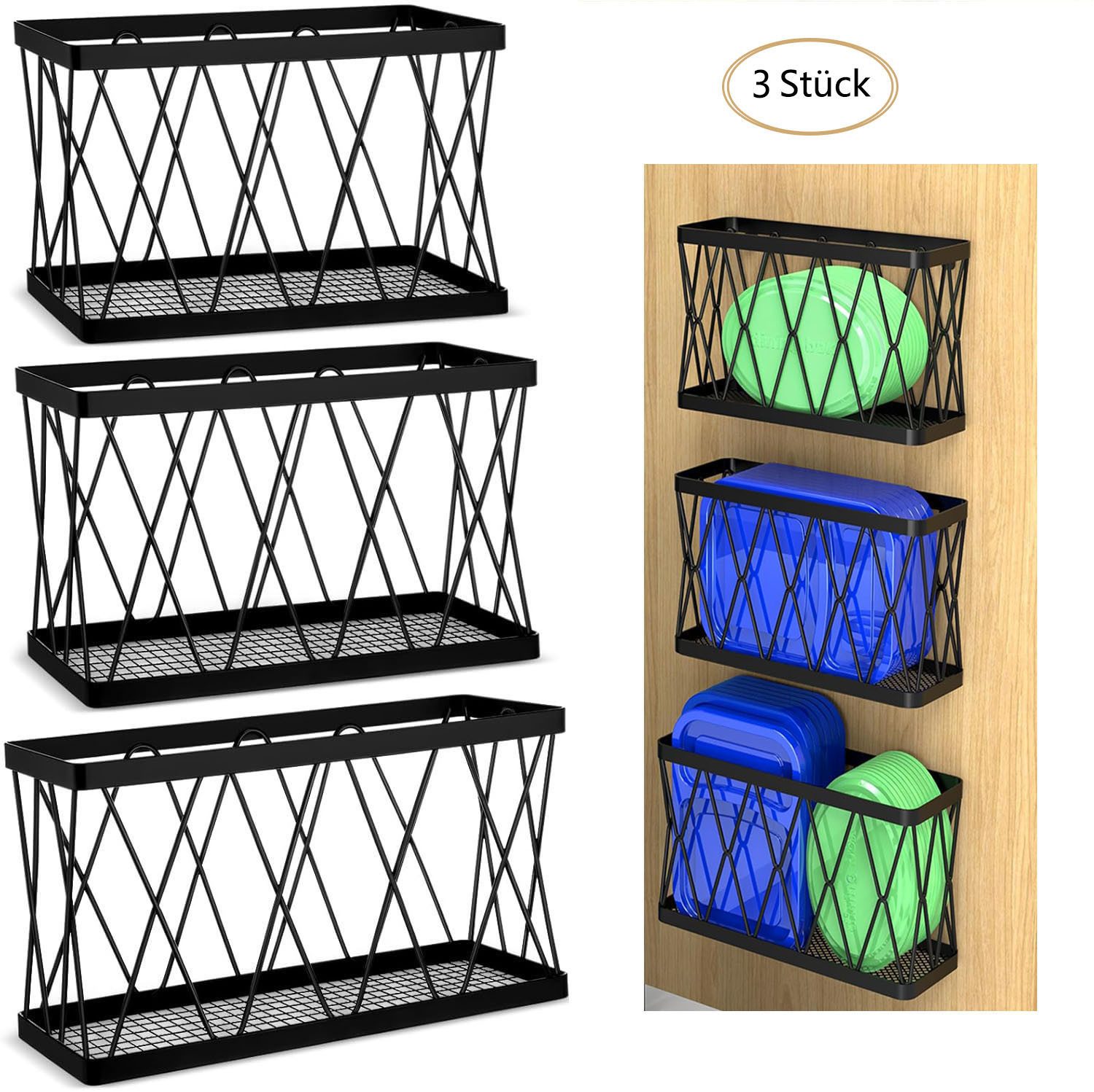 Küchenorganizer-Set 3/6er-Set Klebe-Wandregale für Schranktüren,Hängender Organizer
