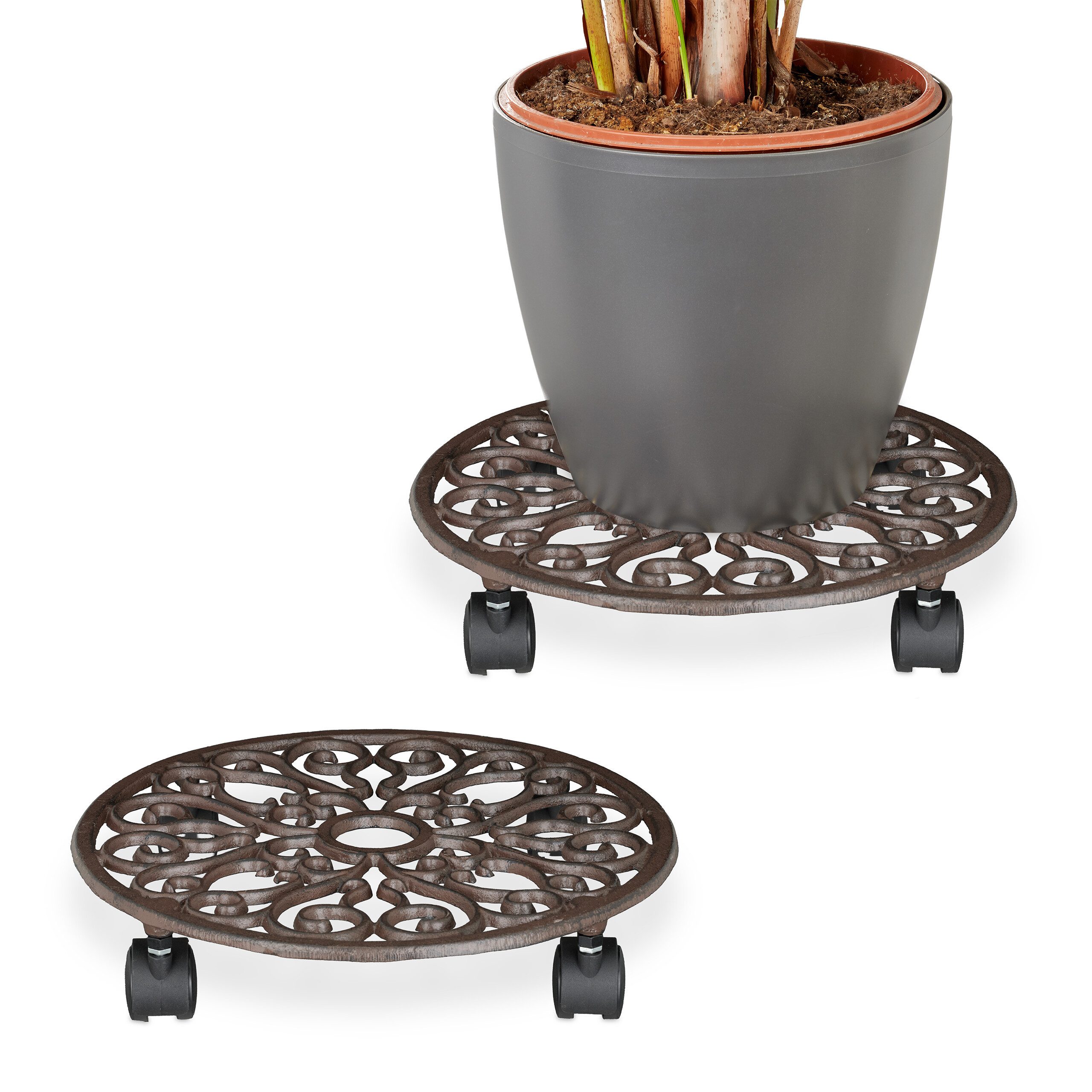 relaxdays Pflanzenroller 2er Set Gusseise, (2er günstig online kaufen