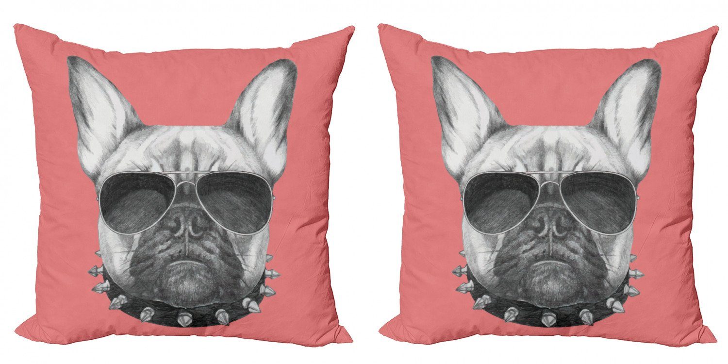 Hundeskizze Kissenbezüge Modern Accent Doppelseitiger Digitaldruck, Abakuhaus (2 Sonnenbrillen Stück), Bulldogge
