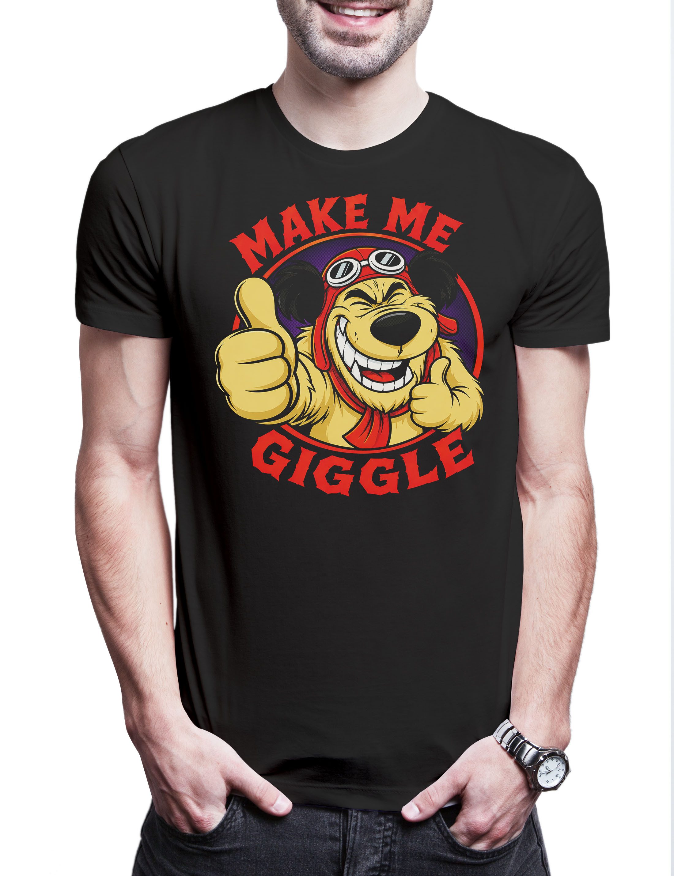 Print-Shirt Make Me Giggle Herren T-Shirt Muttley Wacky Races Cartoon Dog
