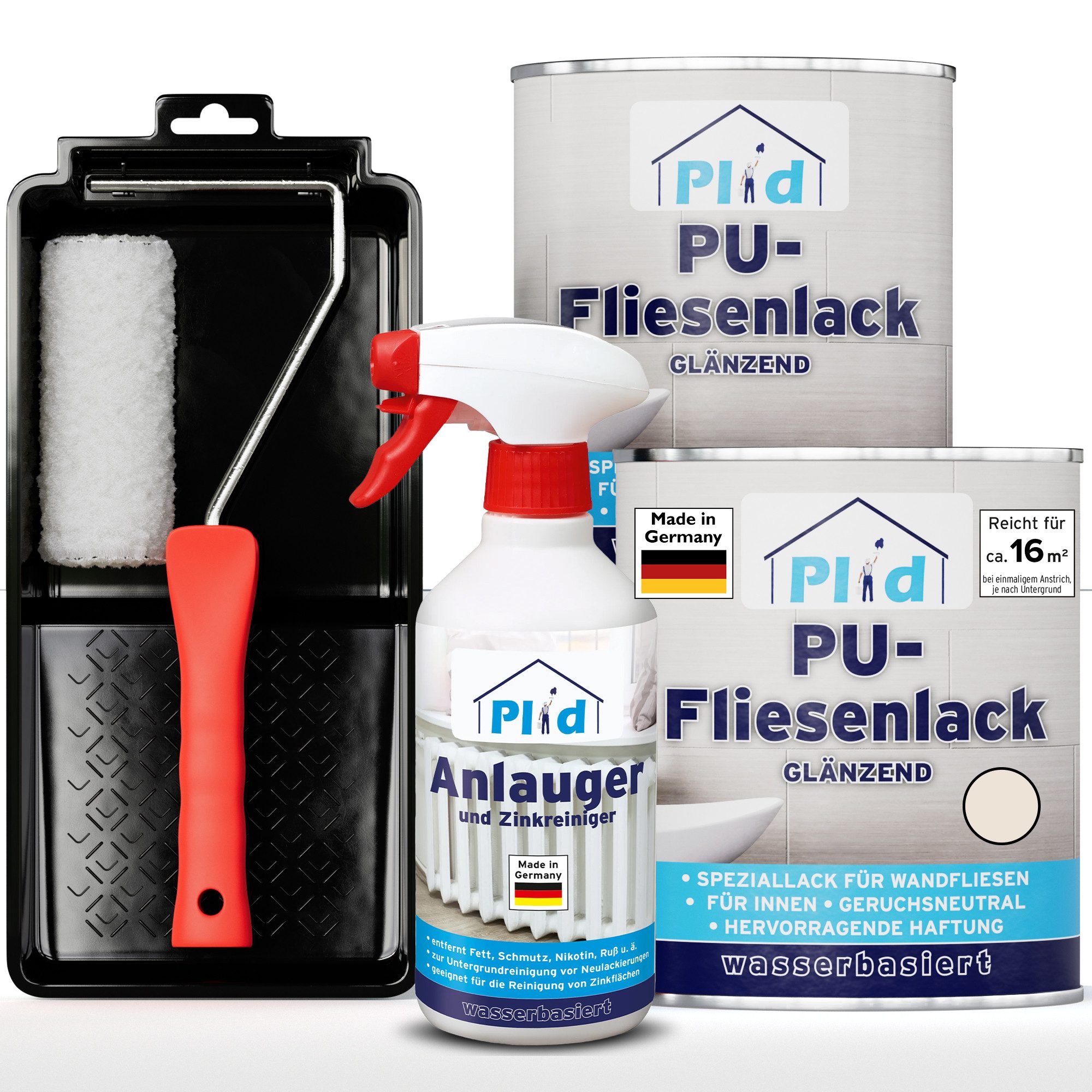 plid Fliesenlack Premium Fliesenlack Fliesen Lack Fliesenfarbe Anlauger Lackierset, schnelltrocknend, spritzwasserbeständig, verarbeitungsfertig