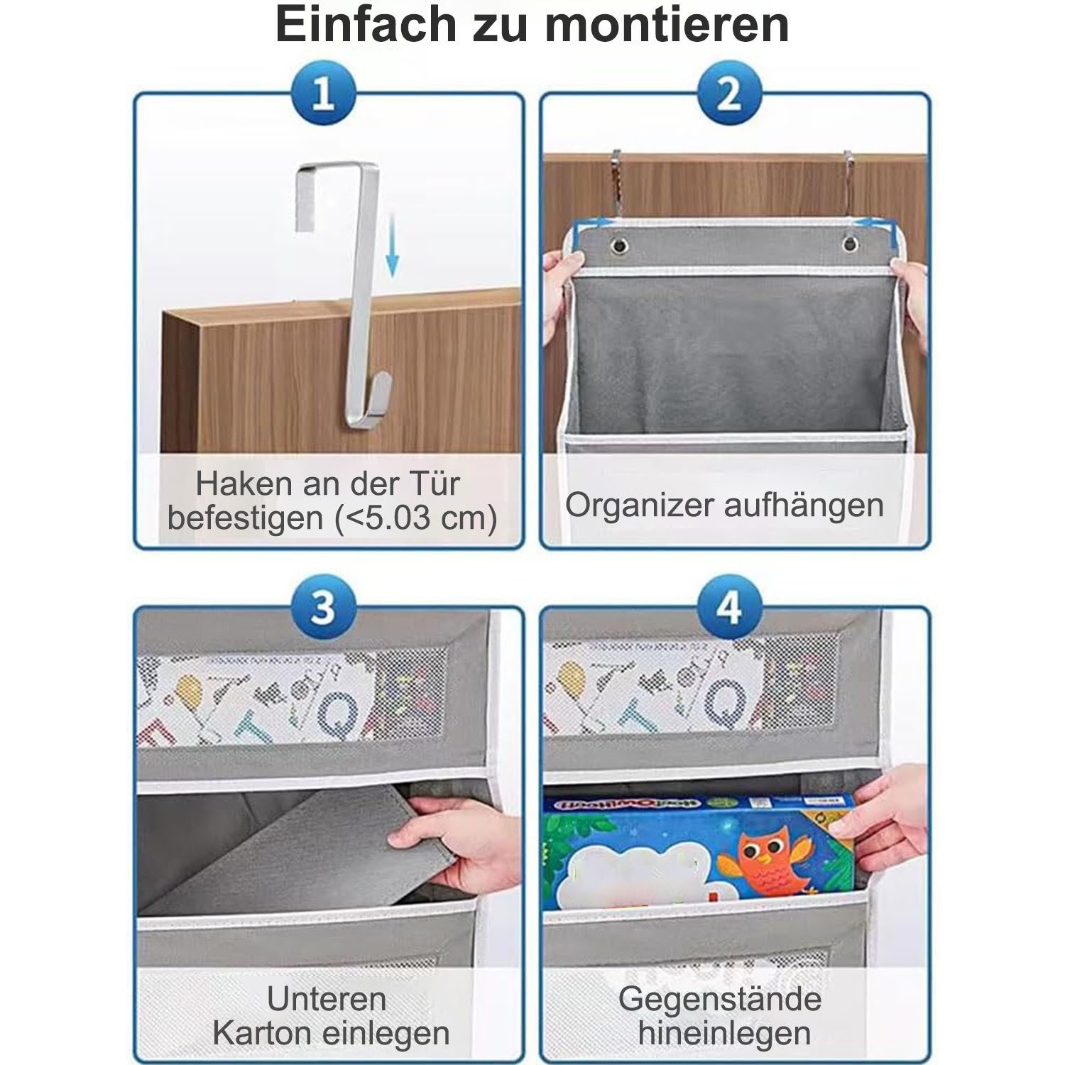SURFOU Hängeregal Organizer Türorganizer Hängeorganizer Schuhaufbewahrung Hängend, fur Schlafzimmer, Buro, mit 5 Fächern Klarem Fenstertür Aufbewahrung Türhänge – Bild 4 von 5