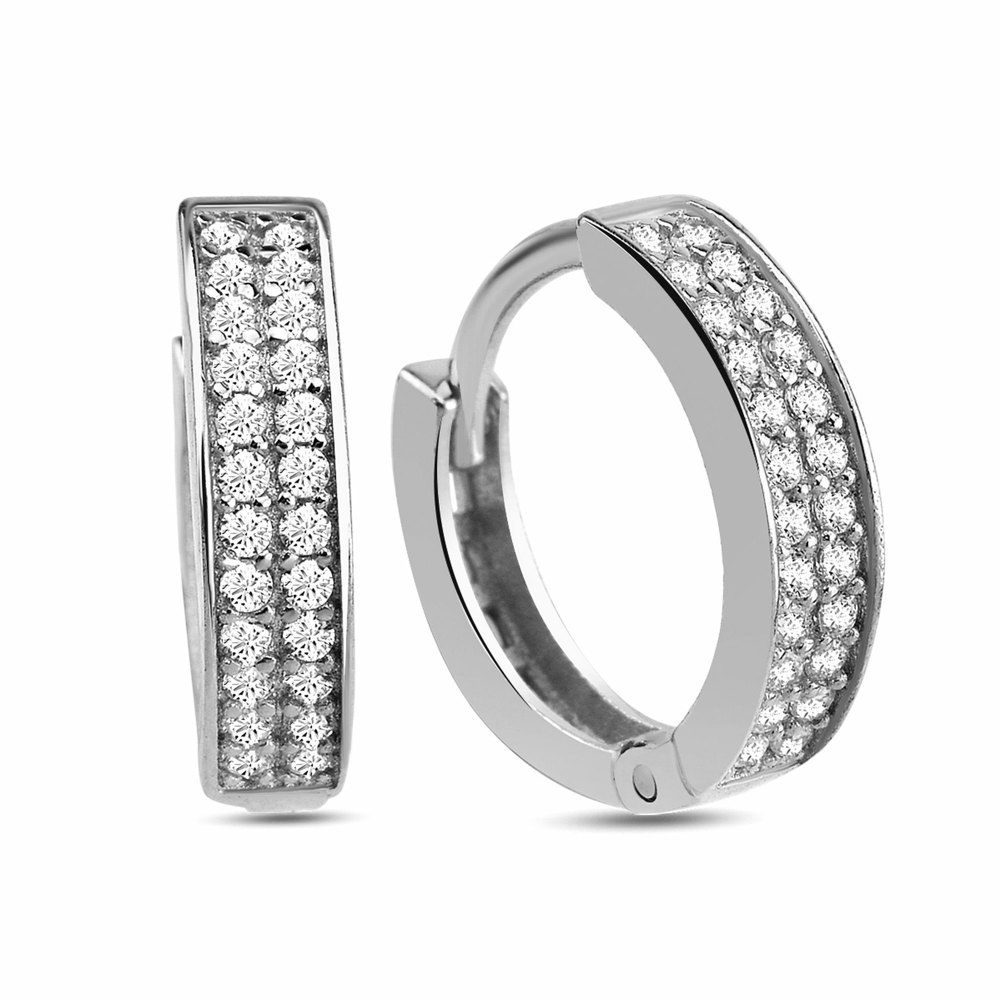 dKeniz Paar Creolen 925/- Sterling Silber Pave