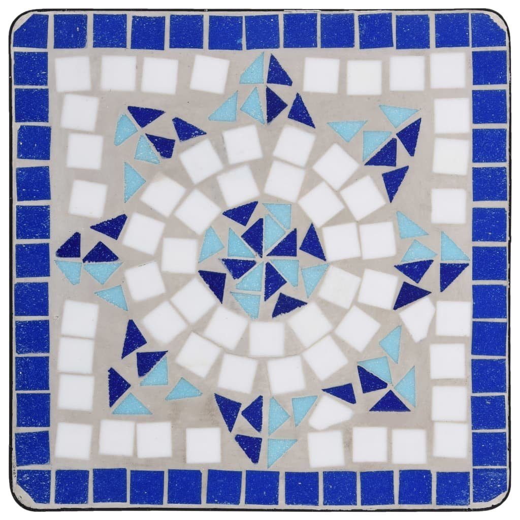 vidaXL Blumenständer Beistelltisch Mosaik St) Blau und (1 Keramik Weiß