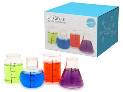 Winkee Schnapsglas 4 tlg. Set Labor Schnapsgläser Laborgläser Lab Shots Pinnchen Shotglas, Glas, Laborgläser