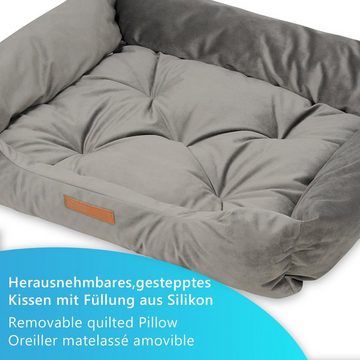 NYVI Tierbett Hundebett NYVIPet Milo Velvet Hundekissen Hundesofa, Polyester, Herausnehmbares Kissen, auch für Katzen - Für Kleine & Mittlere Hunde