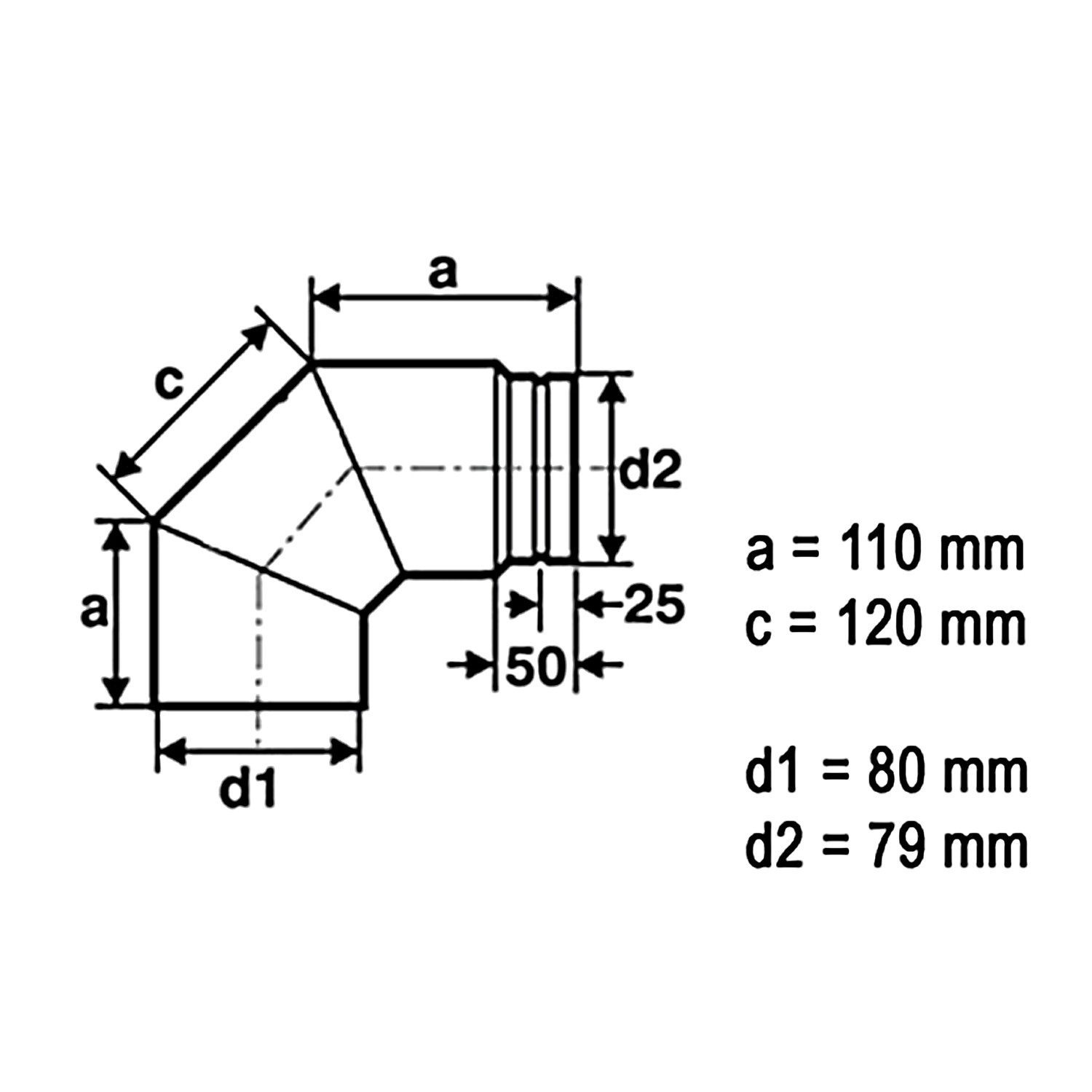 Raik Ofenrohr raik 8021007 Raik Pelletrohr/Ofenrohr 80mm - 90° Bogen, Bogen