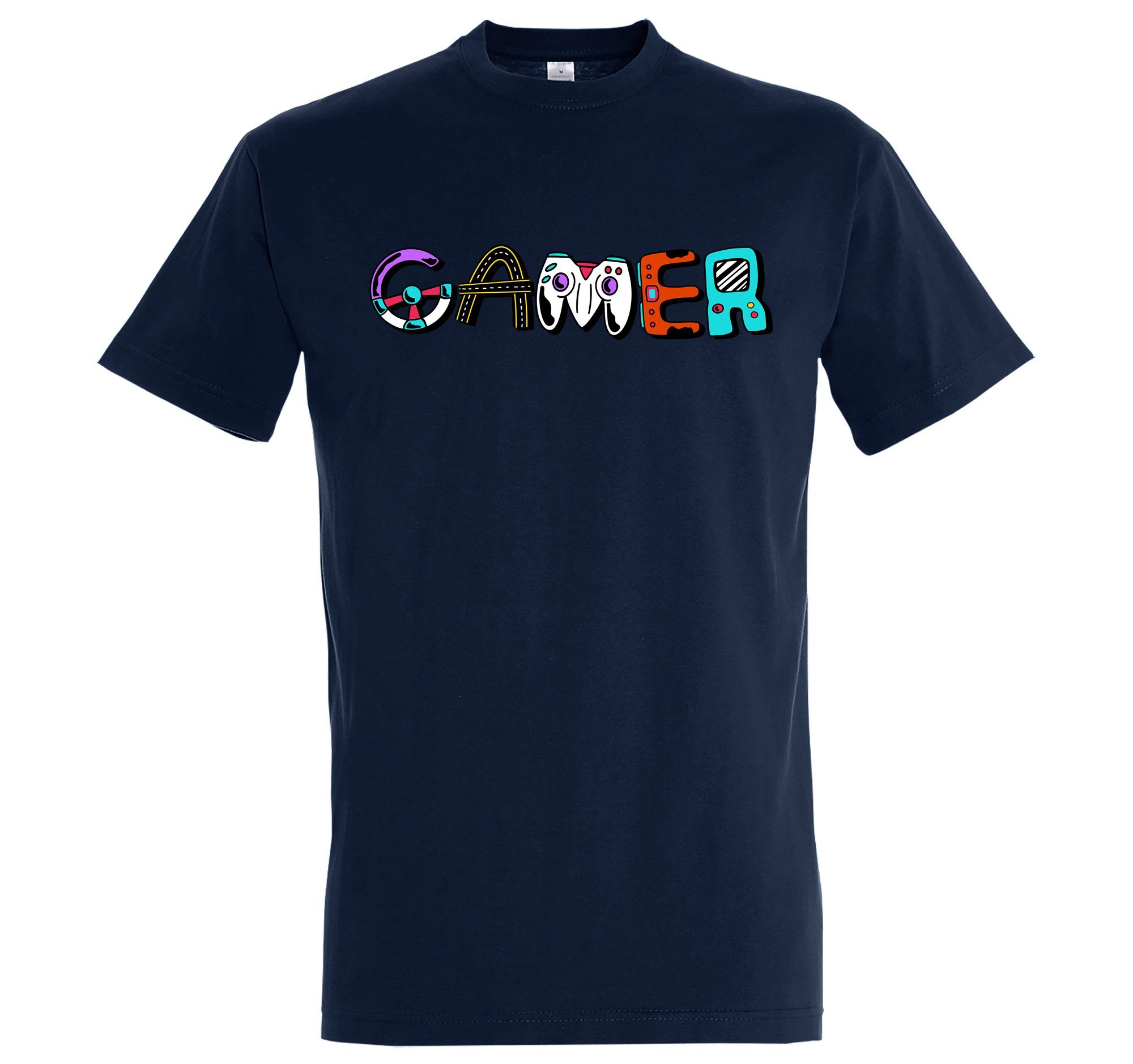 Navyblau Herren T-Shirt Designz mit trendigem Gamer Frontprint Youth Shirt
