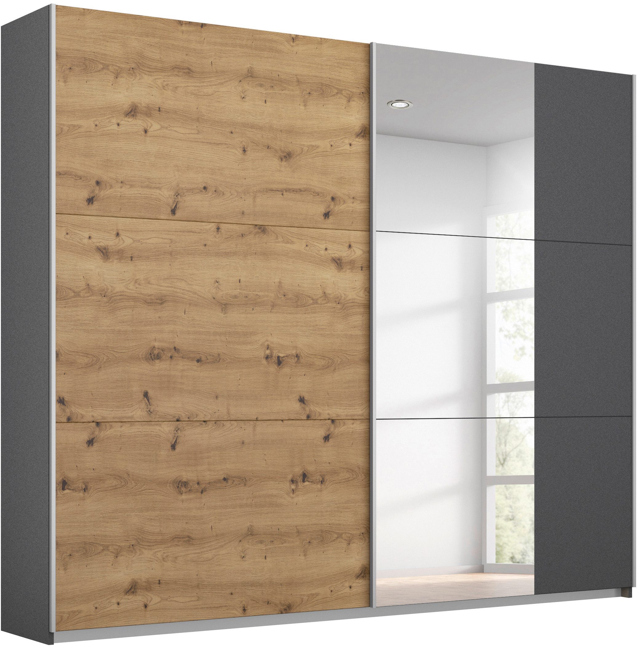 rauch Schwebetürenschrank Kleiderschrank Schrank Garderobe AURELIO (3 Ausstattungen BASIC/CLASSIC/PREMIUM (inkl. SOFT-CLOSE-FUNKTION) zeitloses Design, viele Farben, Breiten 175/218/261 cm MADE IN GERMANY