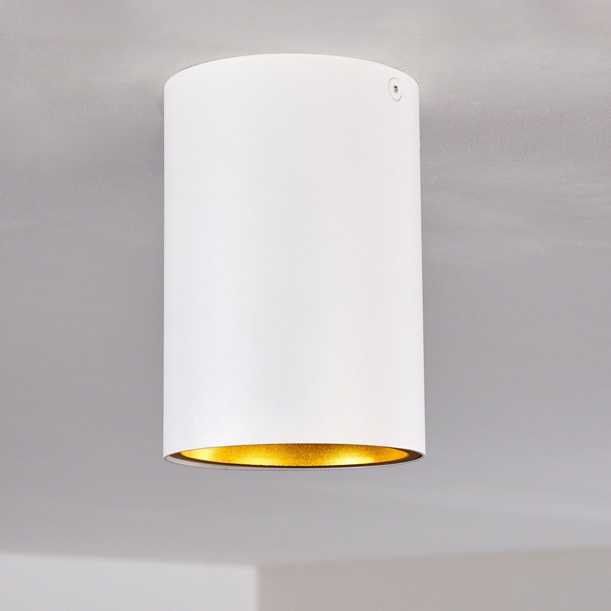 50 Metall hofstein Aufbauleuchte moderne Deckenlampe ohne 1xG10, max. Deckenleuchte Watt, Leuchtspot, aus Leuchtmittel, in Weiß/Gold, »Calcio«