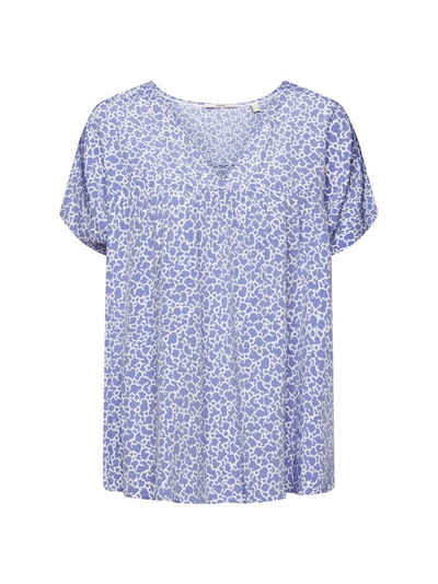 Esprit Kurzarmbluse Bluse mit V-Ausschnitt und Muster