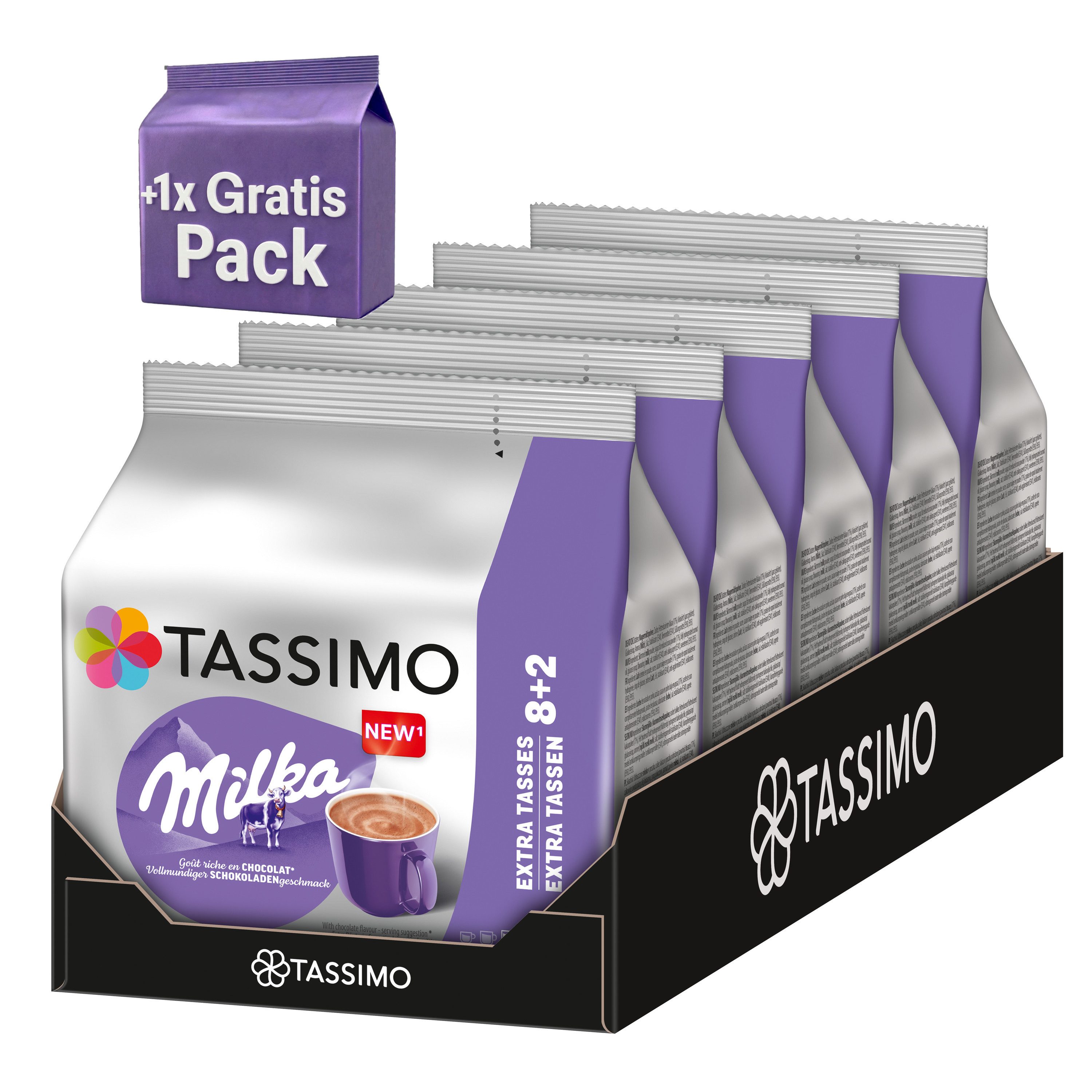 TASSIMO Kaffee Kapseln Milka T Discs heiße Schokolade 5 x 10 Kakaokapseln +1x10, 960 g, +1x10 Gratis