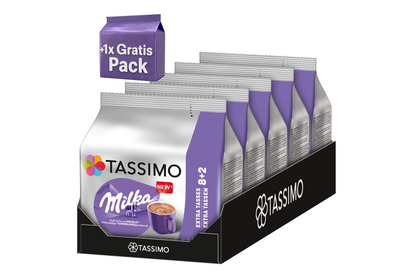 TASSIMO Kaffee Kapseln Milka T Discs heiße Schokolade 5 x 10 Kakaokapseln +1x10, 960 g, +1x10 Gratis