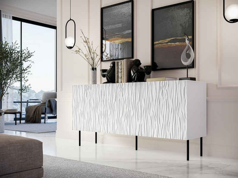 Domando Sideboard Sideboard Forli, Breite 152cm, aufwändig gefräste Fronten, hohe Füße